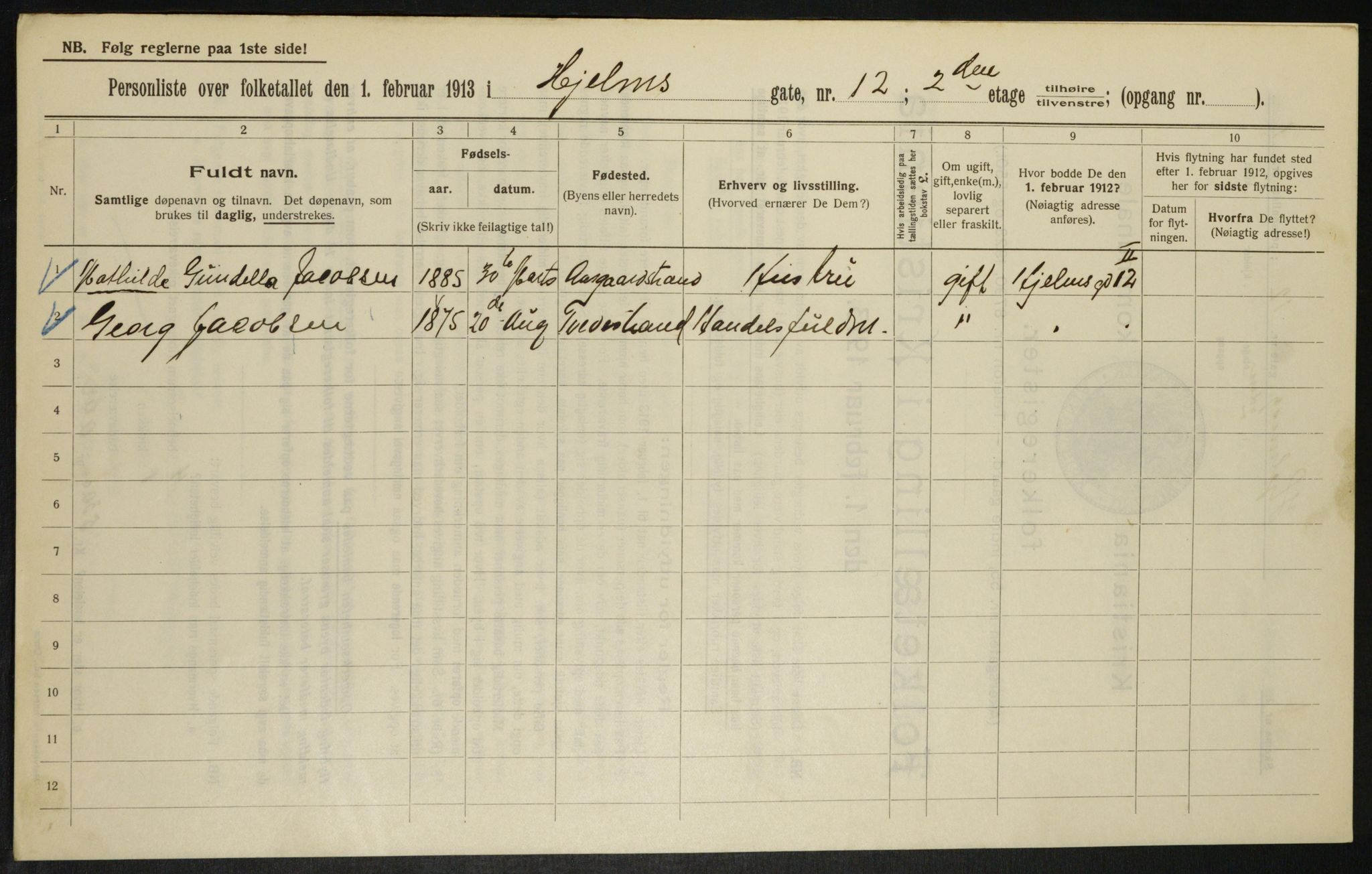 OBA, Municipal Census 1913 for Kristiania, 1913, p. 40059