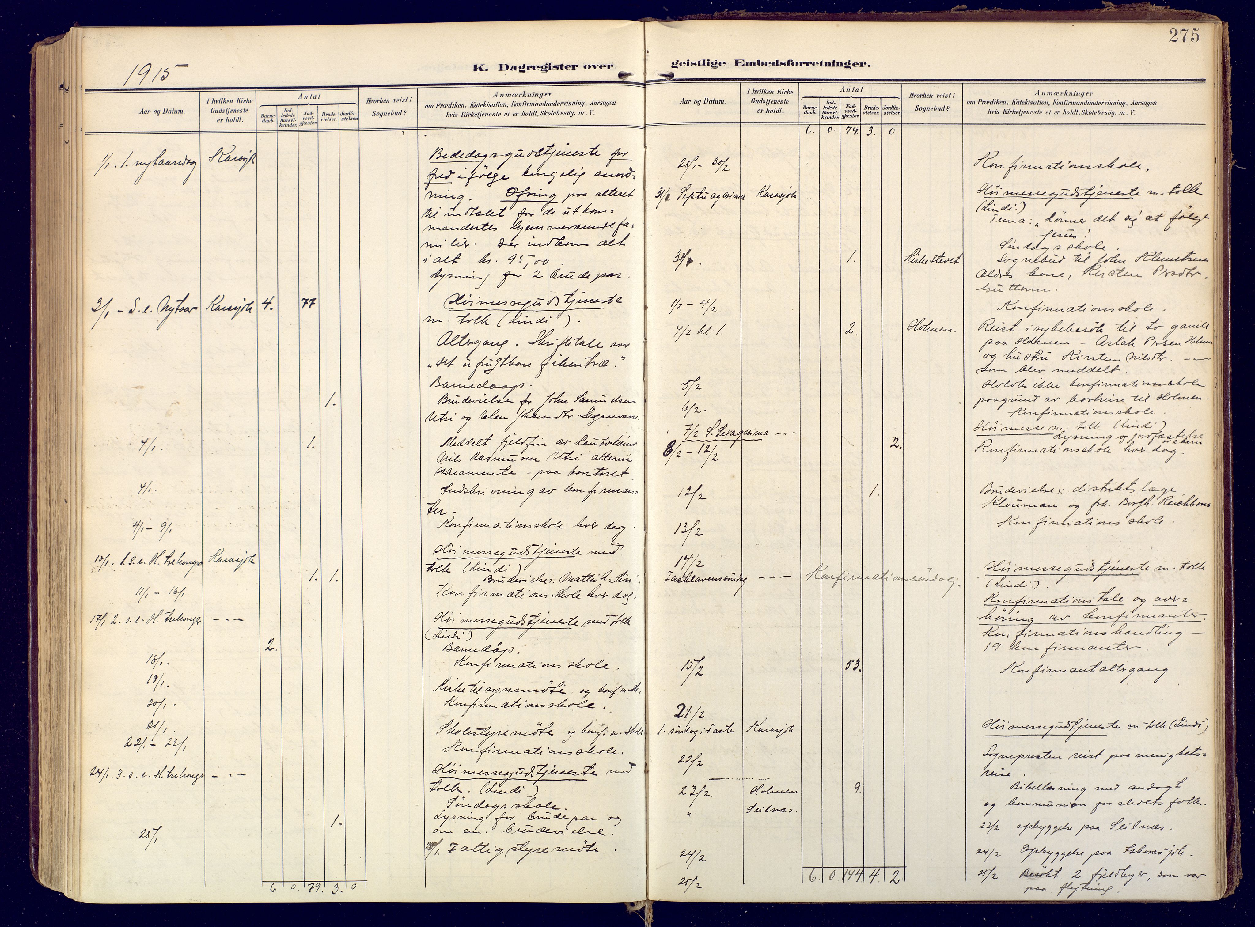 Karasjok sokneprestkontor, AV/SATØ-S-1352/H/Ha: Parish register (official) no. 3, 1907-1926, p. 275