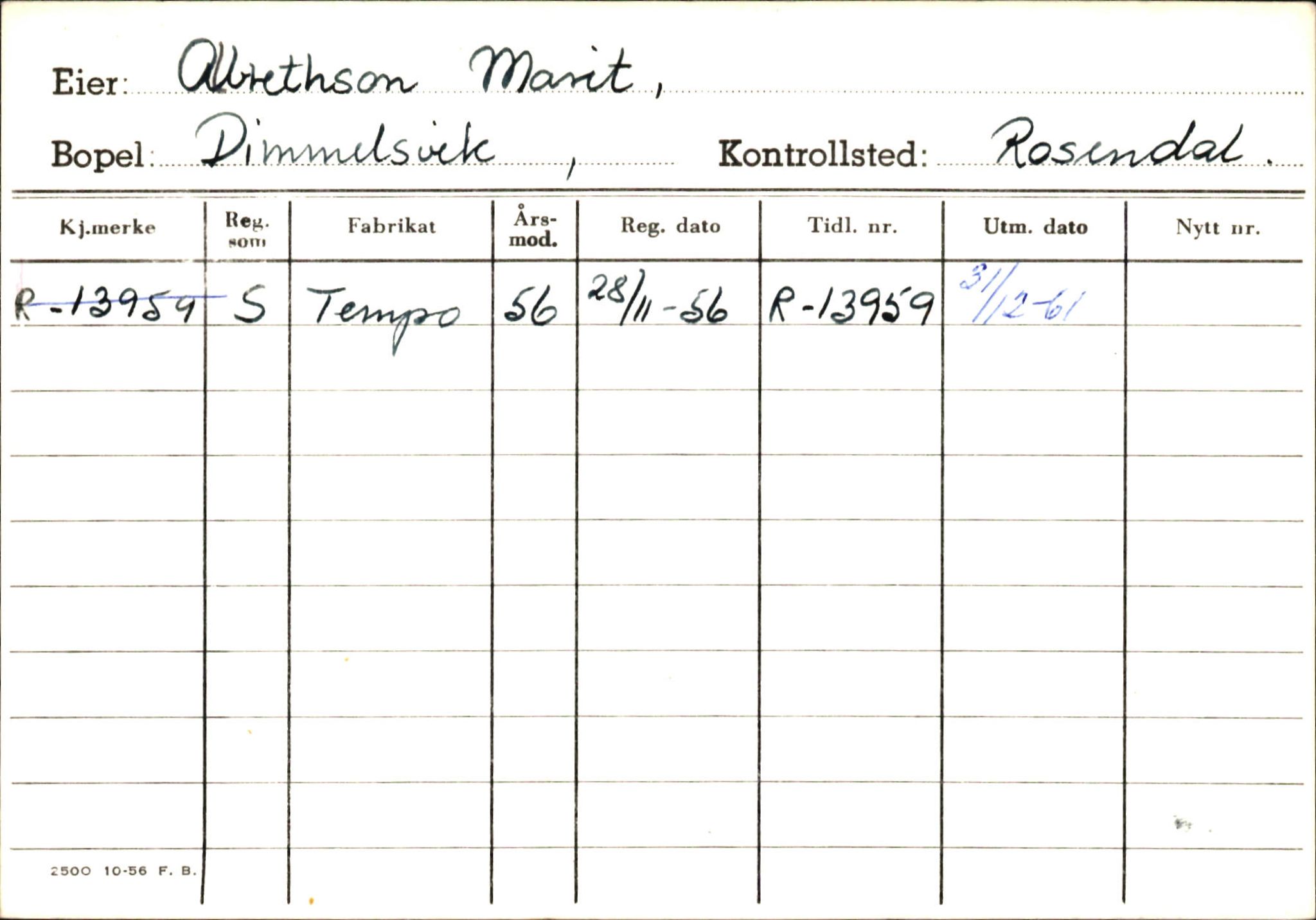 Statens vegvesen, Hordaland vegkontor, AV/SAB-A-5201/2/Ha/L0001: R-eierkort A, 1920-1971, p. 301