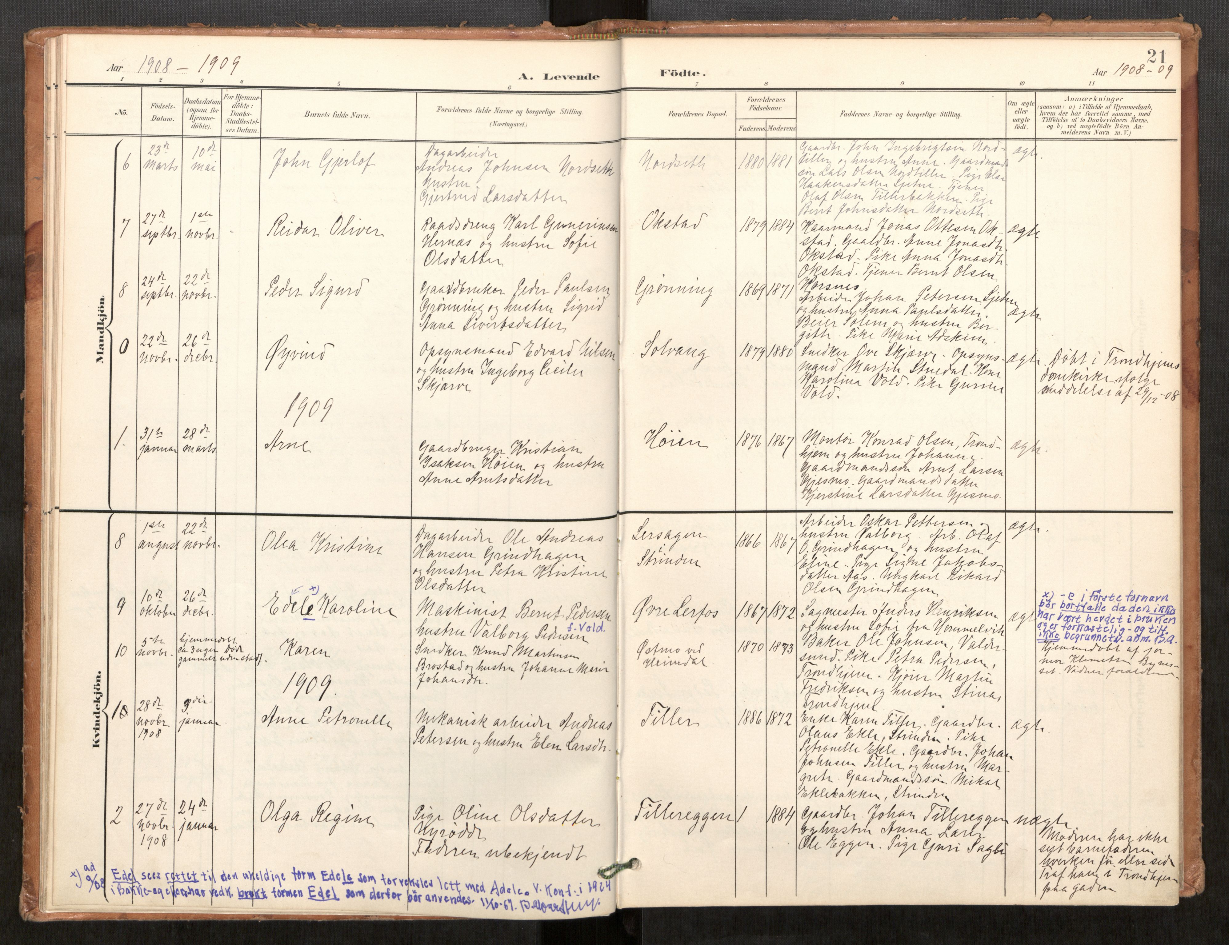 Klæbu sokneprestkontor, SAT/A-1112: Parish register (official) no. 2, 1900-1916, p. 21