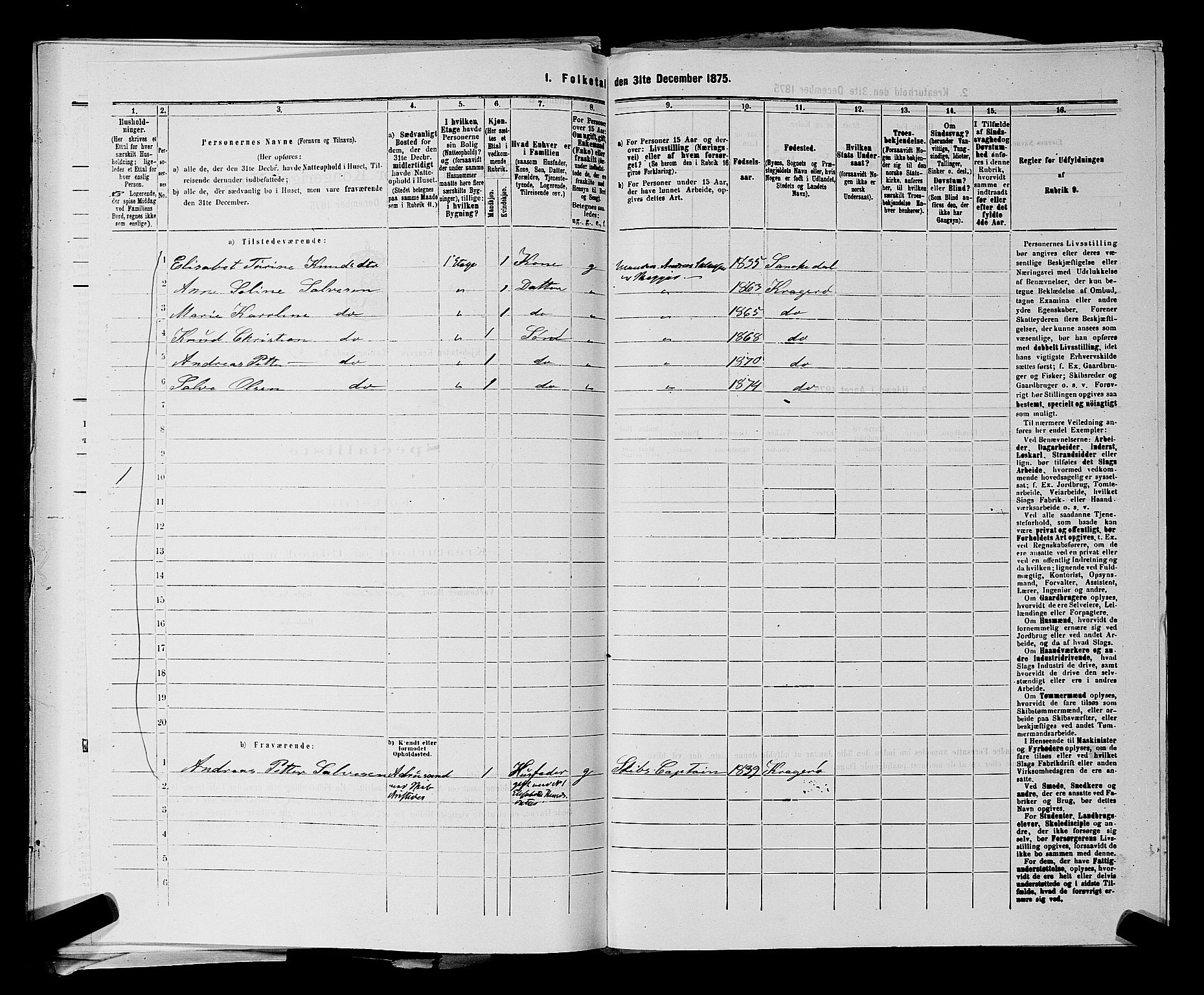 SAKO, 1875 census for 0801P Kragerø, 1875, p. 960