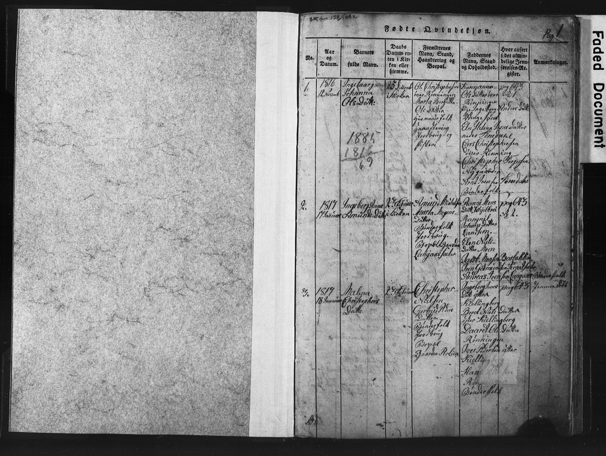 Ministerialprotokoller, klokkerbøker og fødselsregistre - Nord-Trøndelag, SAT/A-1458/701/L0017: Parish register (copy) no. 701C01, 1817-1825, p. 0-1