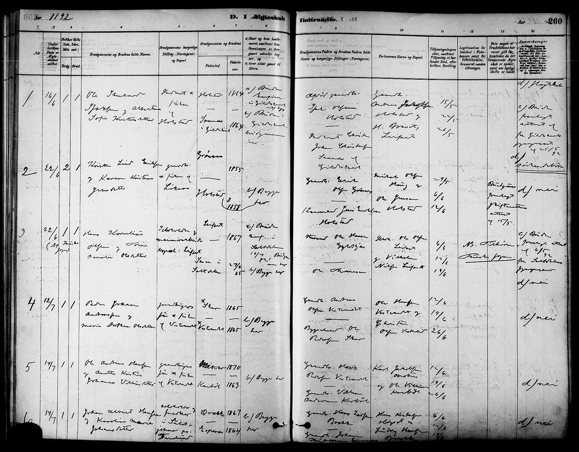 Ministerialprotokoller, klokkerbøker og fødselsregistre - Nordland, SAT/A-1459/852/L0740: Parish register (official) no. 852A10, 1878-1894, p. 260