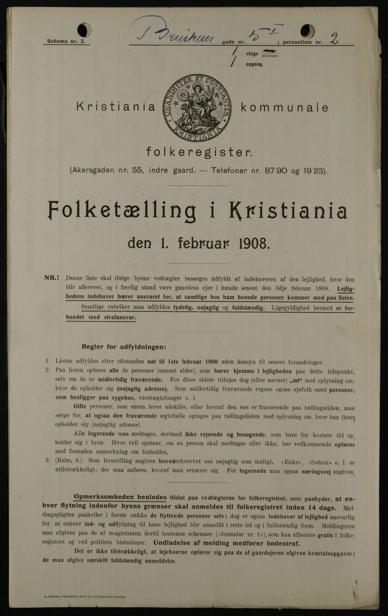 OBA, Municipal Census 1908 for Kristiania, 1908, p. 8372