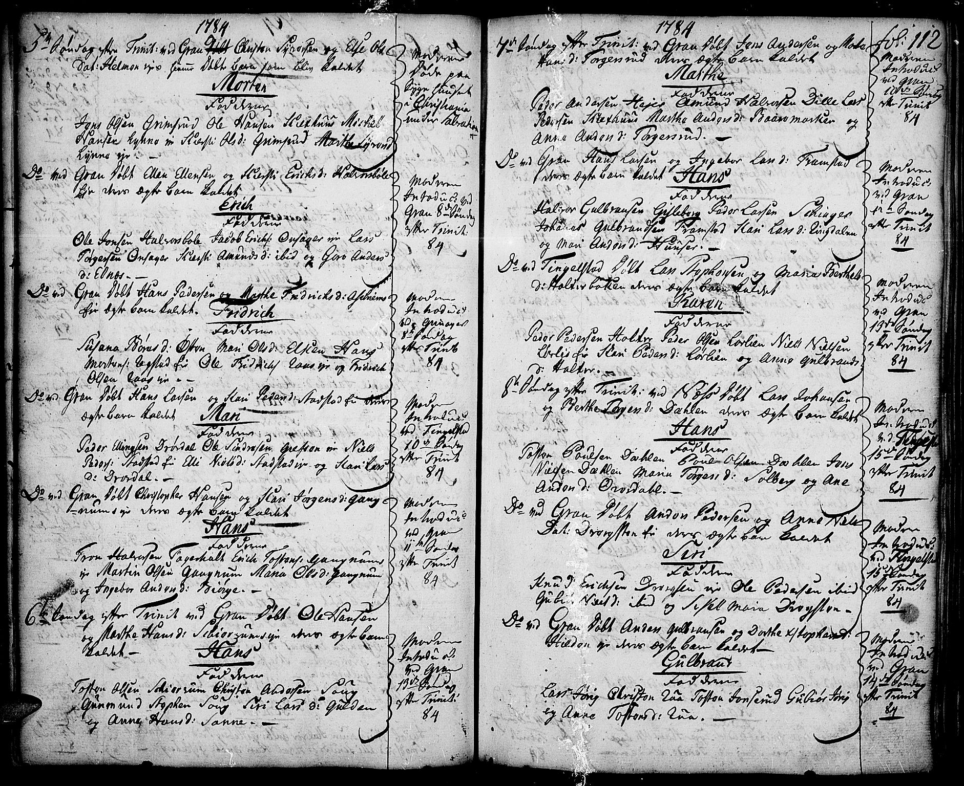 Gran prestekontor, SAH/PREST-112/H/Ha/Haa/L0005: Parish register (official) no. 5, 1776-1788, p. 112