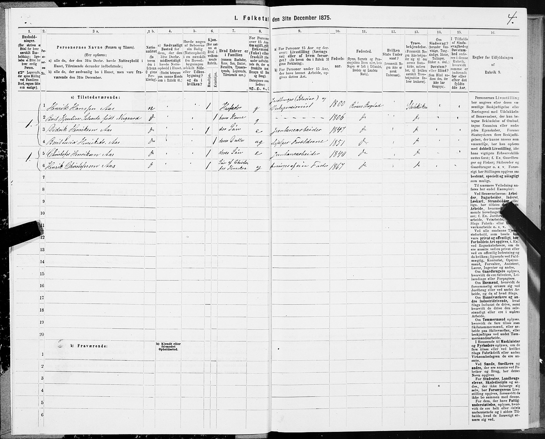 SAT, 1875 census for 1640P Røros, 1875, p. 1004