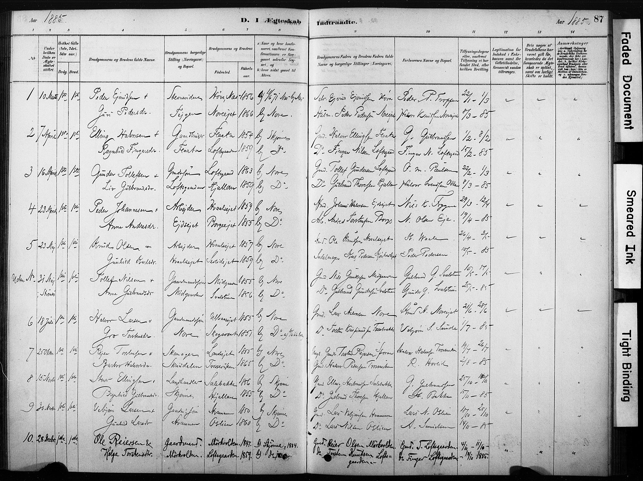 Nore kirkebøker, AV/SAKO-A-238/F/Fb/L0001: Parish register (official) no. II 1, 1878-1886, p. 87
