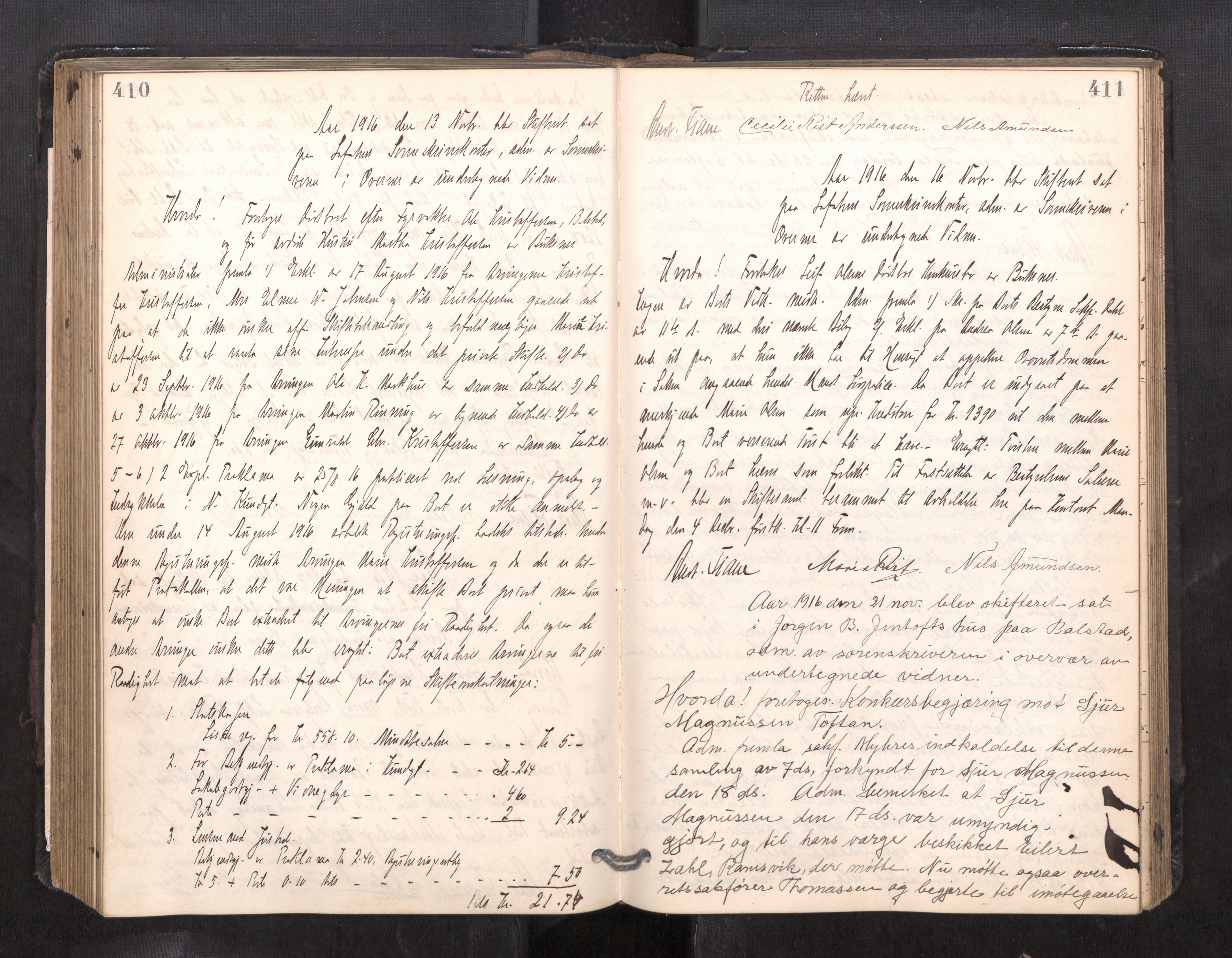 Lofoten sorenskriveri, SAT/A-0017/1/3/3B/L0009: Skifteforhandlings-protokoll, 1914-1919, p. 410-411