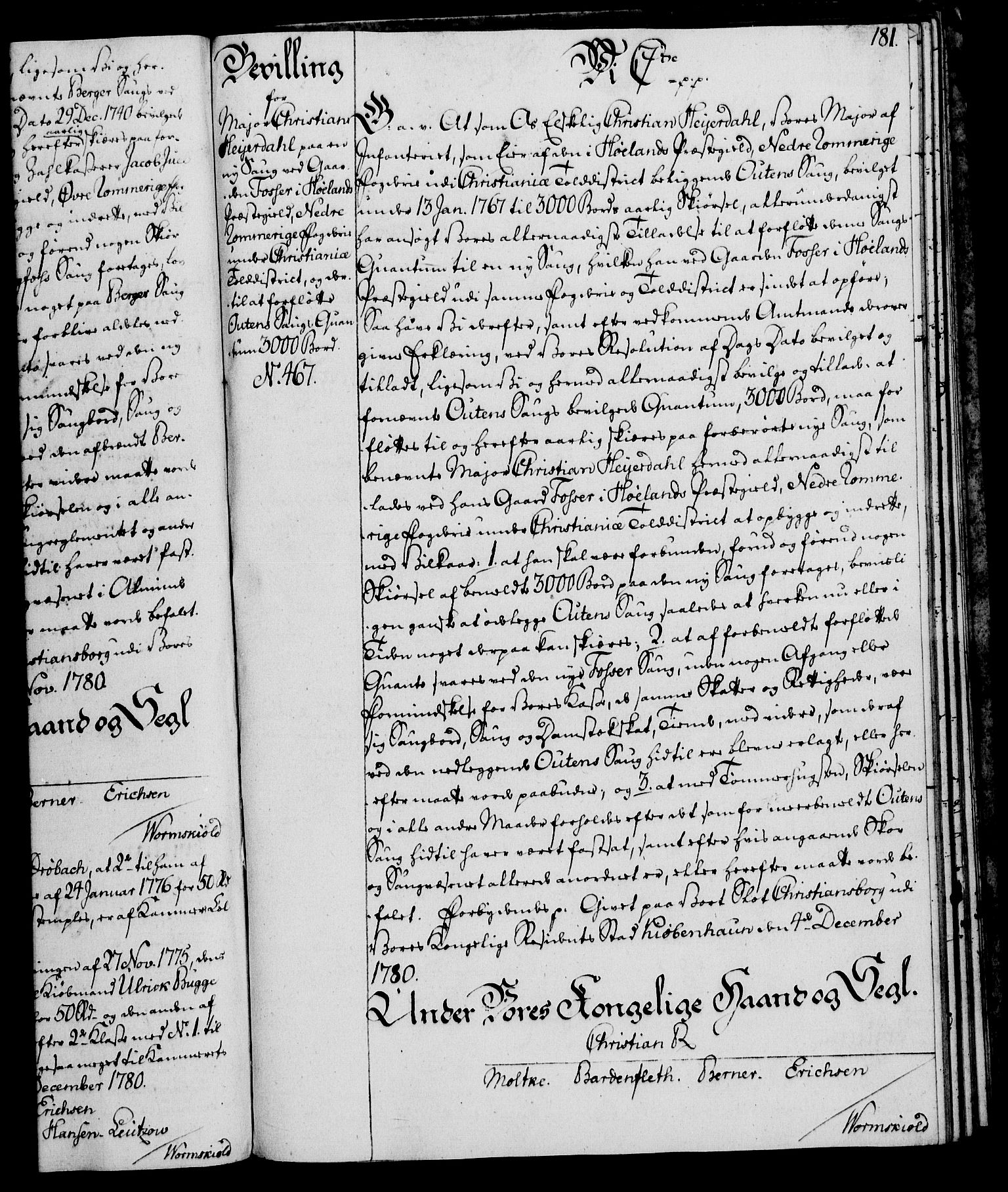 Rentekammeret, Kammerkanselliet, AV/RA-EA-3111/G/Gg/Gga/L0011: Norsk ekspedisjonsprotokoll med register (merket RK 53.11), 1779-1781, p. 181