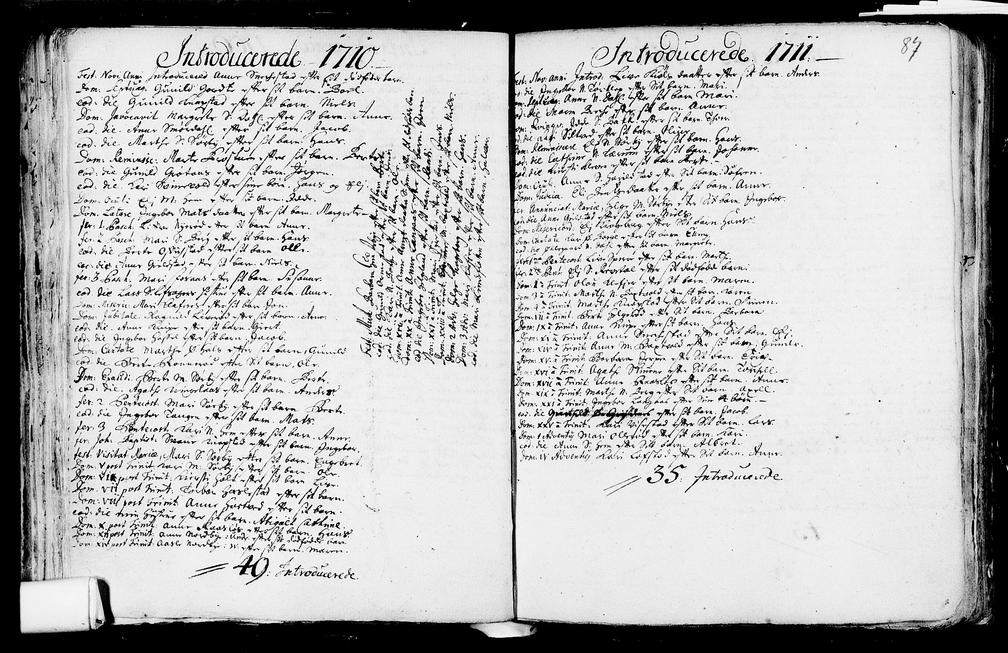 Våle kirkebøker, SAKO/A-334/F/Fa/L0002: Parish register (official) no. I 2, 1705-1732, p. 87