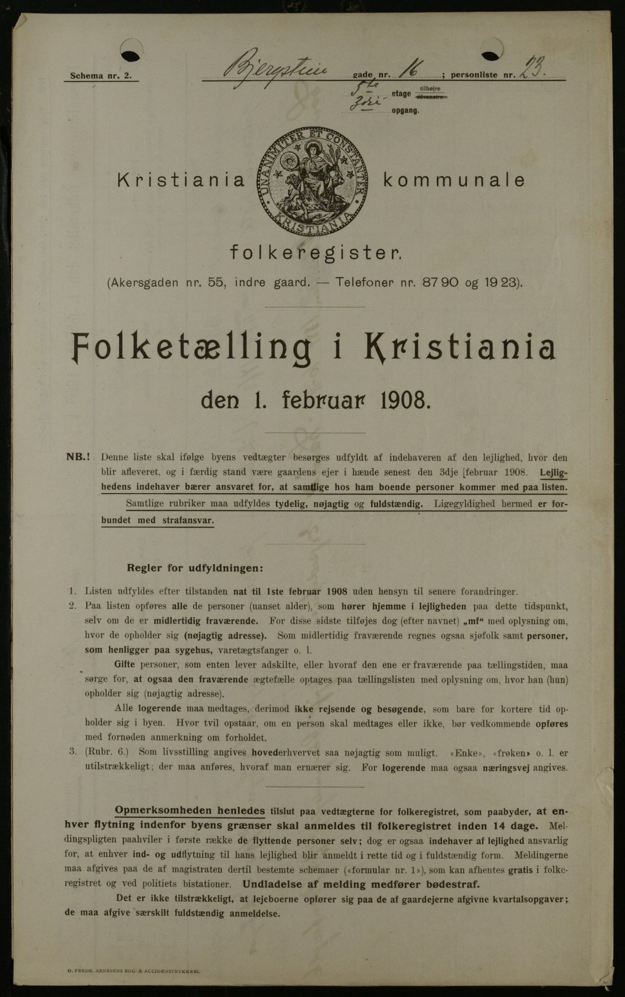 OBA, Municipal Census 1908 for Kristiania, 1908, p. 4548