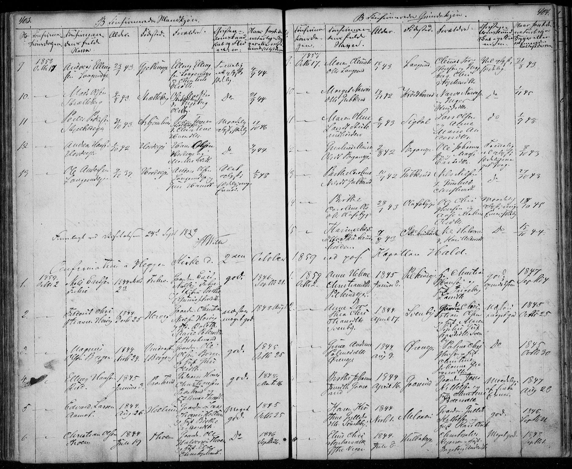 Modum kirkebøker, AV/SAKO-A-234/F/Fa/L0008: Parish register (official) no. 8, 1851-1859, p. 403-404