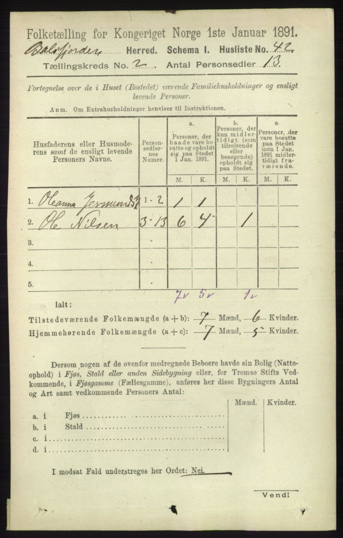 RA, 1891 census for 1933 Balsfjord, 1891, p. 517