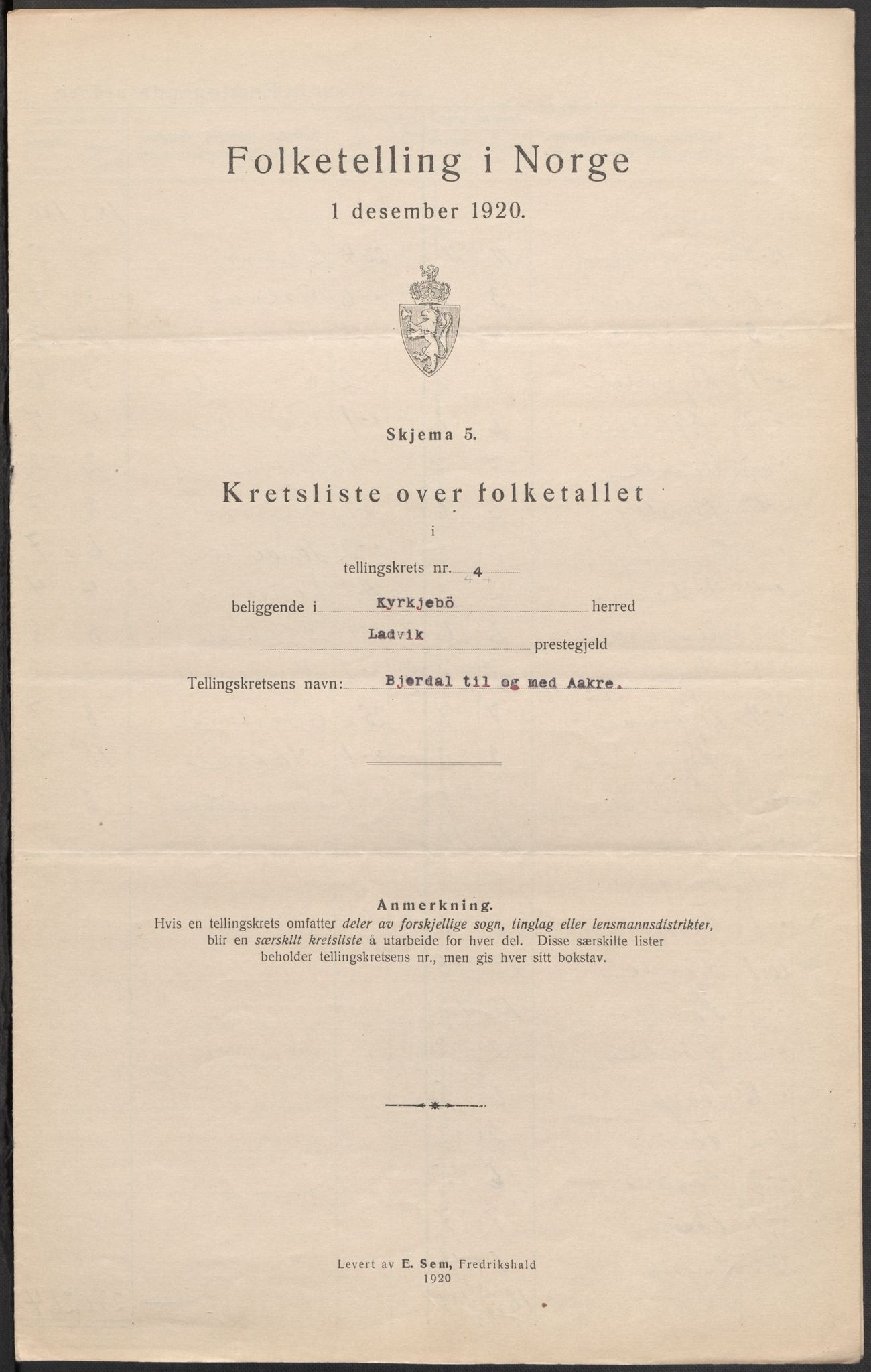 SAB, 1920 census for Kyrkjebø, 1920, p. 13