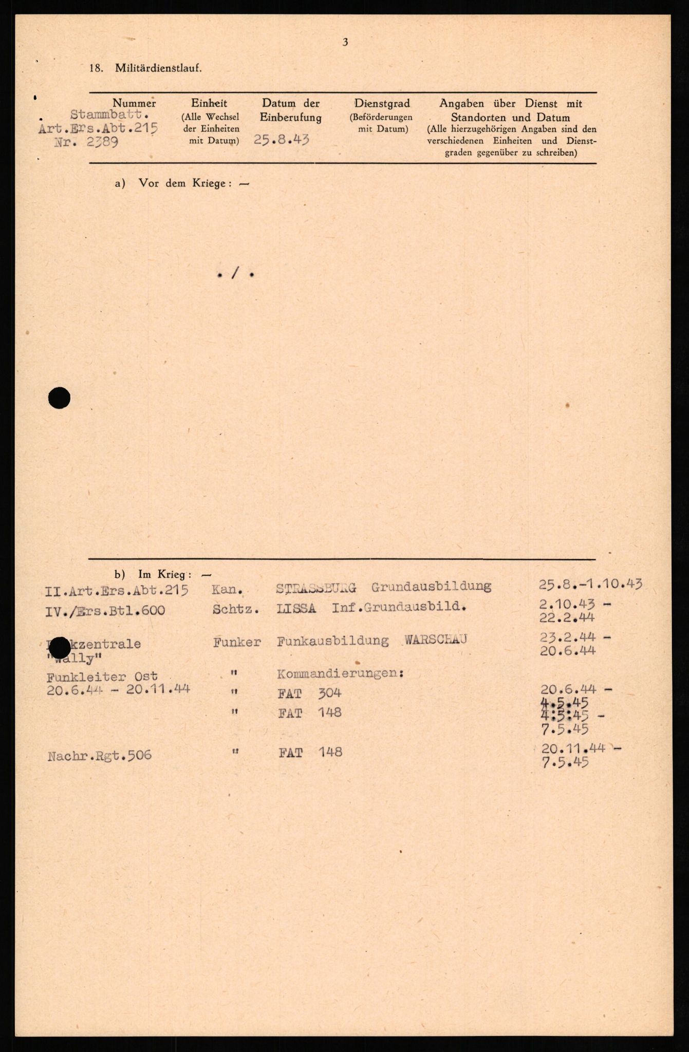 Forsvaret, Forsvarets overkommando II, AV/RA-RAFA-3915/D/Db/L0027: CI Questionaires. Tyske okkupasjonsstyrker i Norge. Tyskere., 1945-1946, p. 397