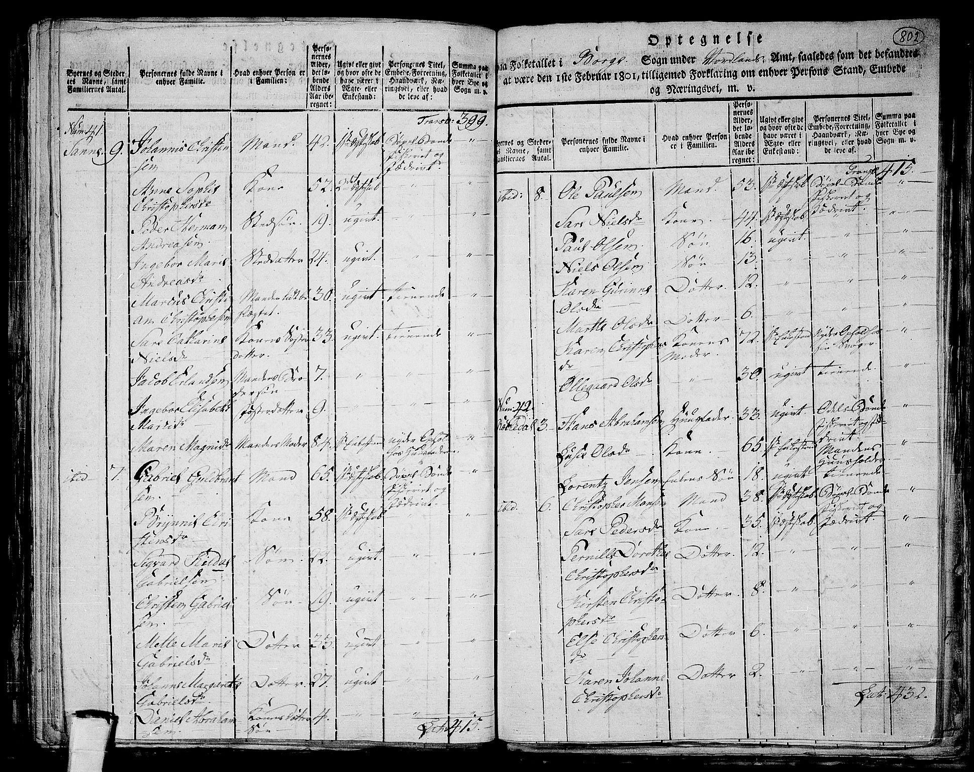 RA, 1801 census for 1862P Borge, 1801, p. 801b-802a