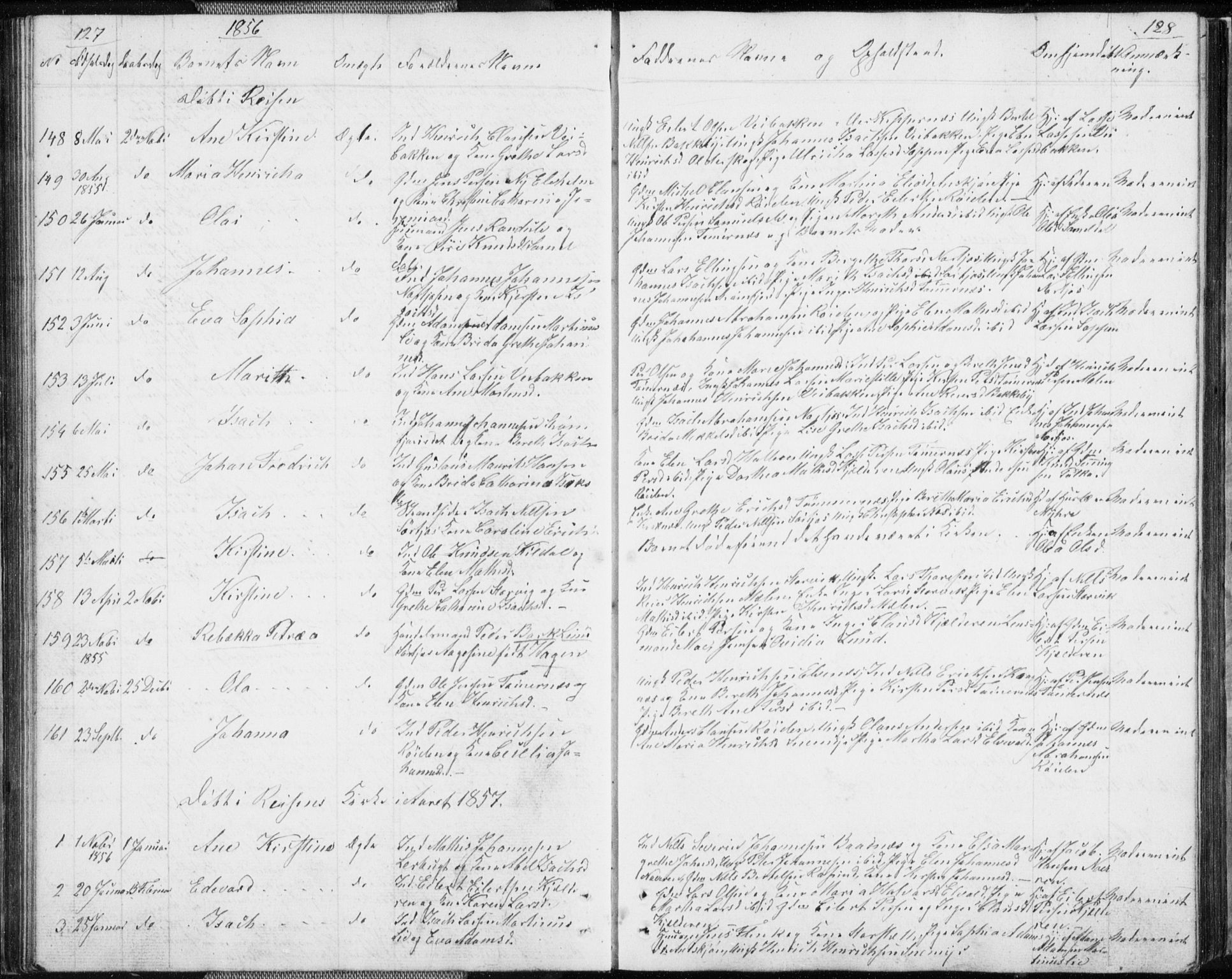 Skjervøy sokneprestkontor, SATØ/S-1300/H/Ha/Hab/L0003klokker: Parish register (copy) no. 3, 1849-1861, p. 127-128