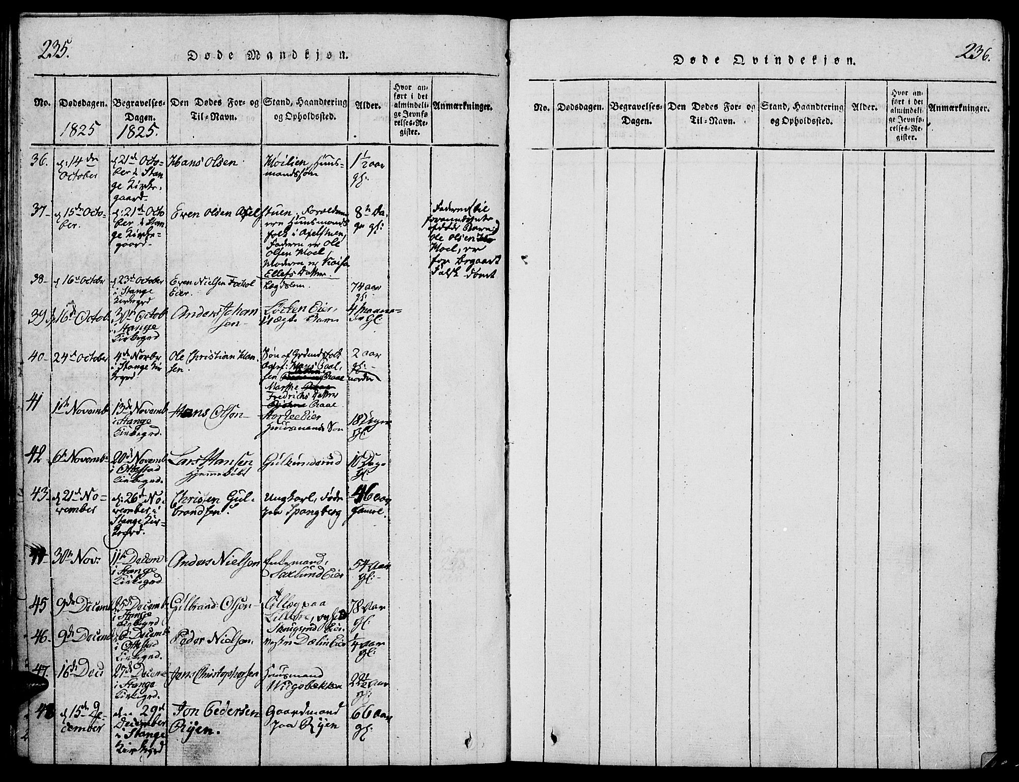 Stange prestekontor, AV/SAH-PREST-002/K/L0008: Parish register (official) no. 8, 1814-1825, p. 235-236