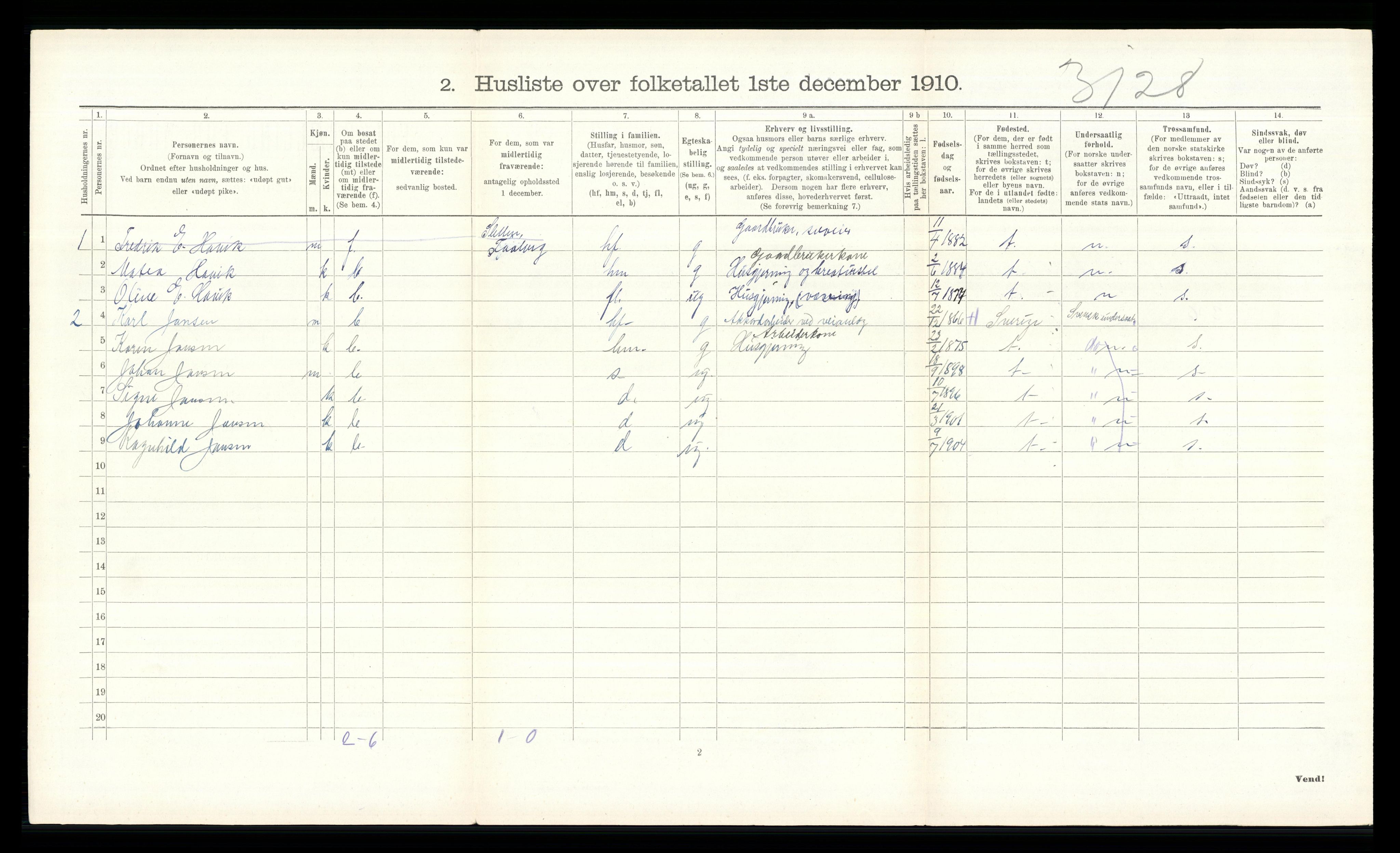 RA, 1910 census for Ringsaker, 1910, p. 922