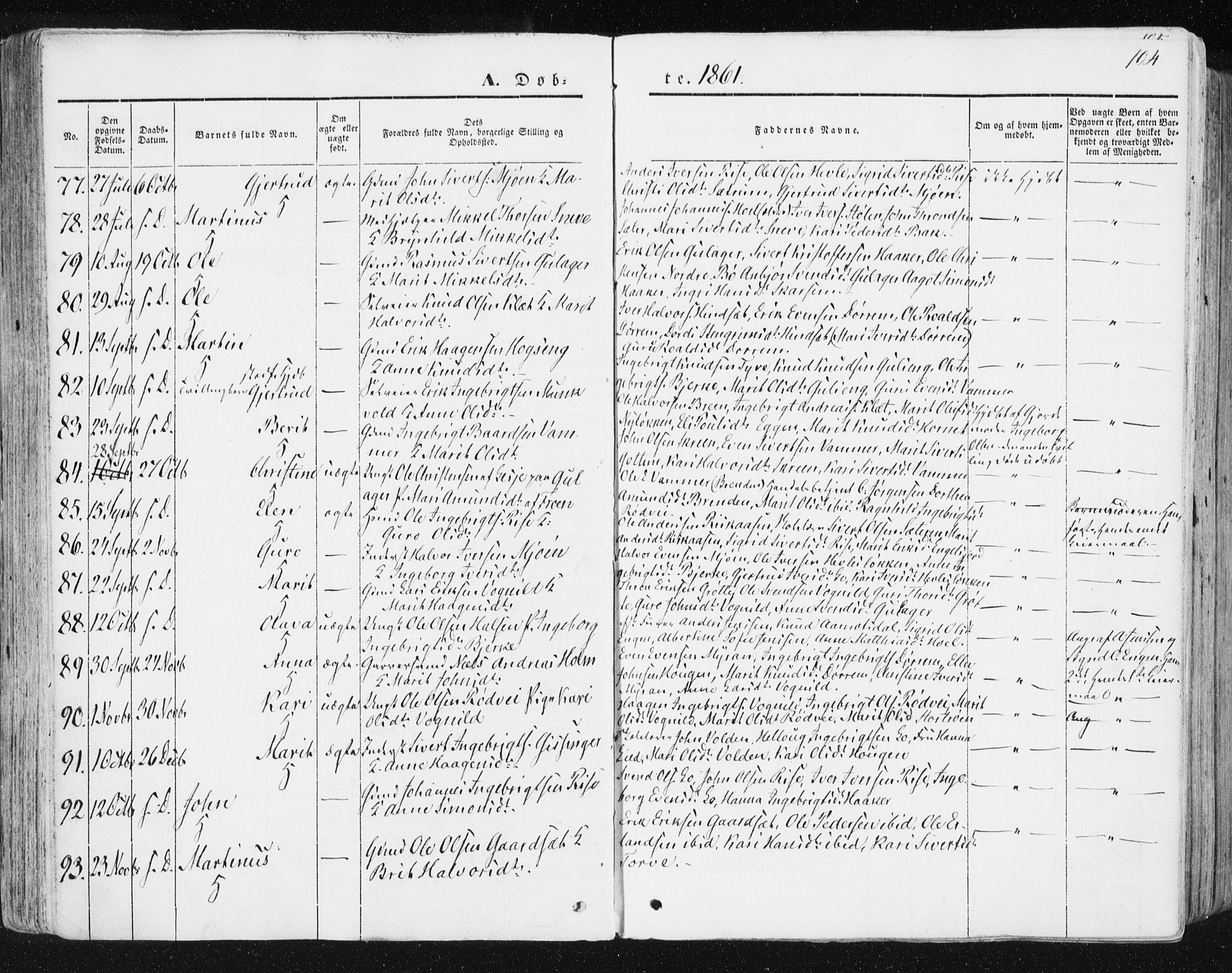 Ministerialprotokoller, klokkerbøker og fødselsregistre - Sør-Trøndelag, SAT/A-1456/678/L0899: Parish register (official) no. 678A08, 1848-1872, p. 104