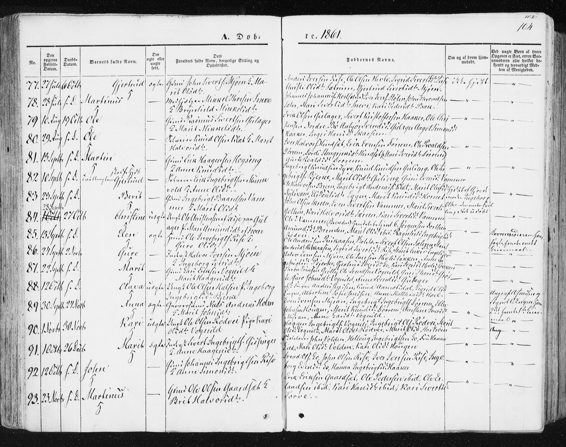 Ministerialprotokoller, klokkerbøker og fødselsregistre - Sør-Trøndelag, AV/SAT-A-1456/678/L0899: Parish register (official) no. 678A08, 1848-1872, p. 104