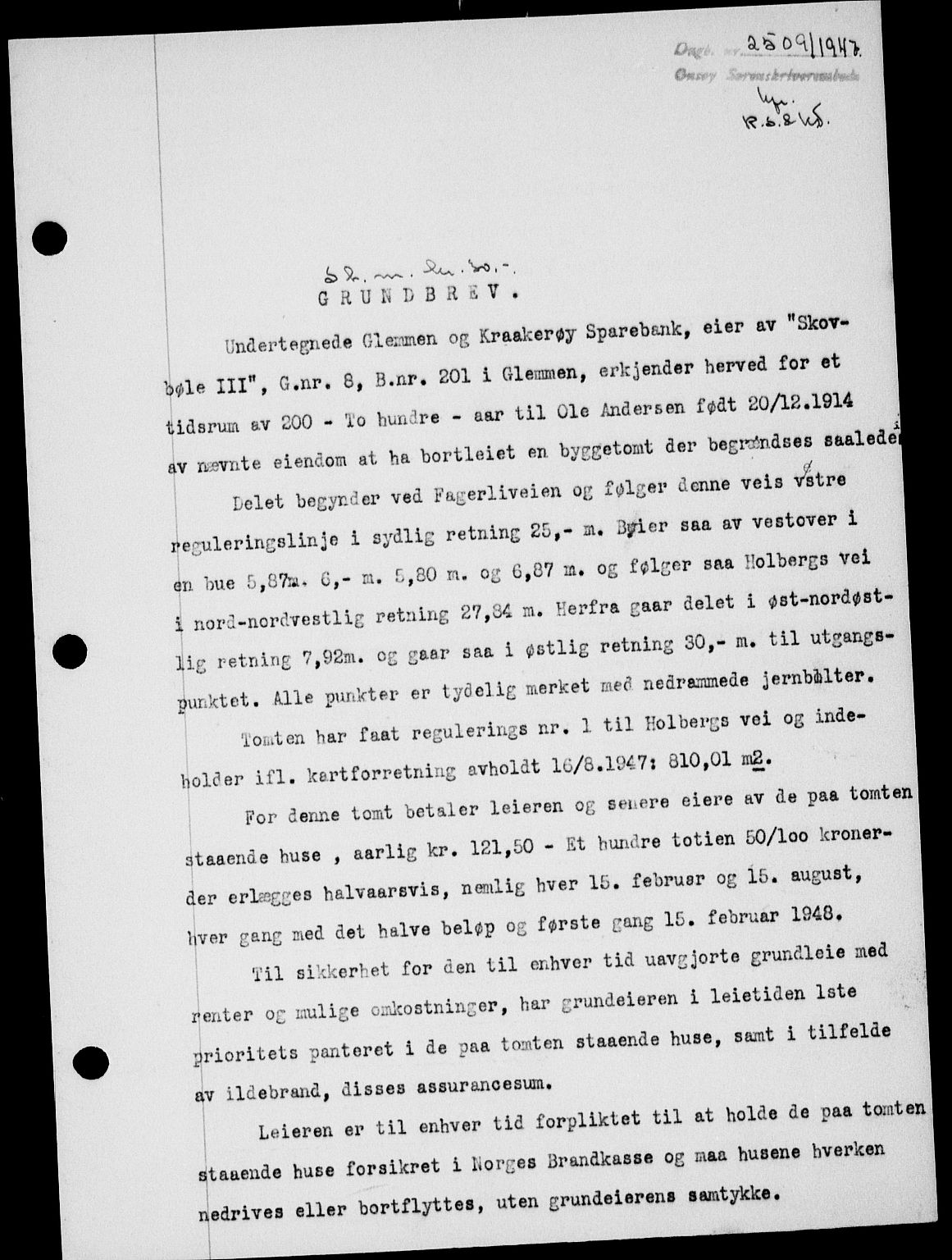 Onsøy sorenskriveri, SAO/A-10474/G/Ga/Gab/L0021: Mortgage book no. II A-21, 1947-1947, Diary no: : 2509/1947