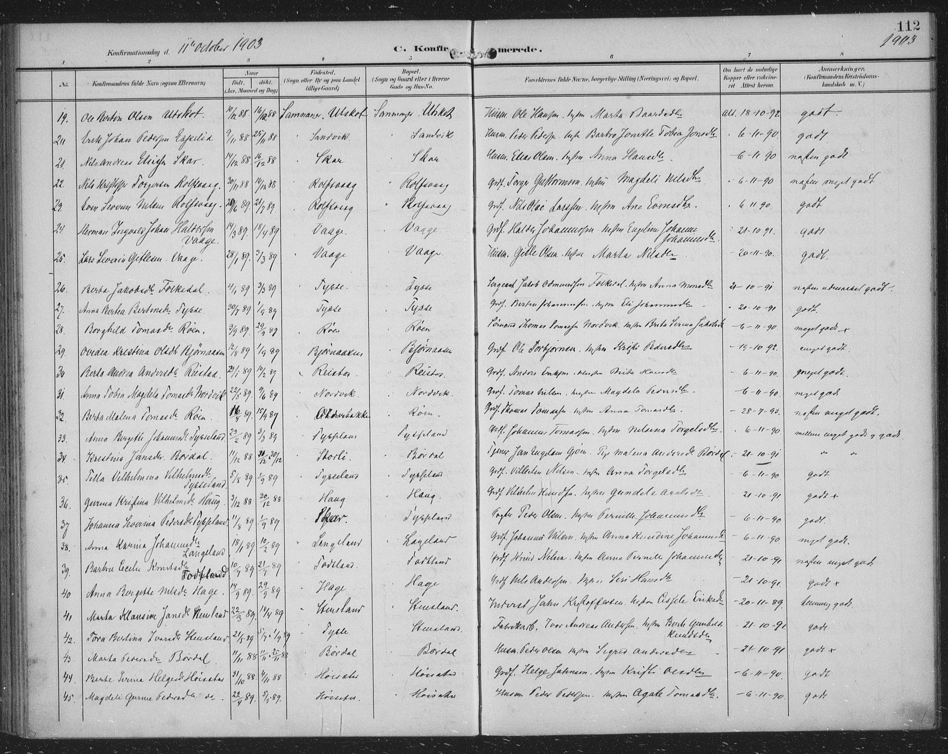 Samnanger Sokneprestembete, AV/SAB-A-77501/H/Haa: Parish register (official) no. A 2, 1902-1918, p. 112