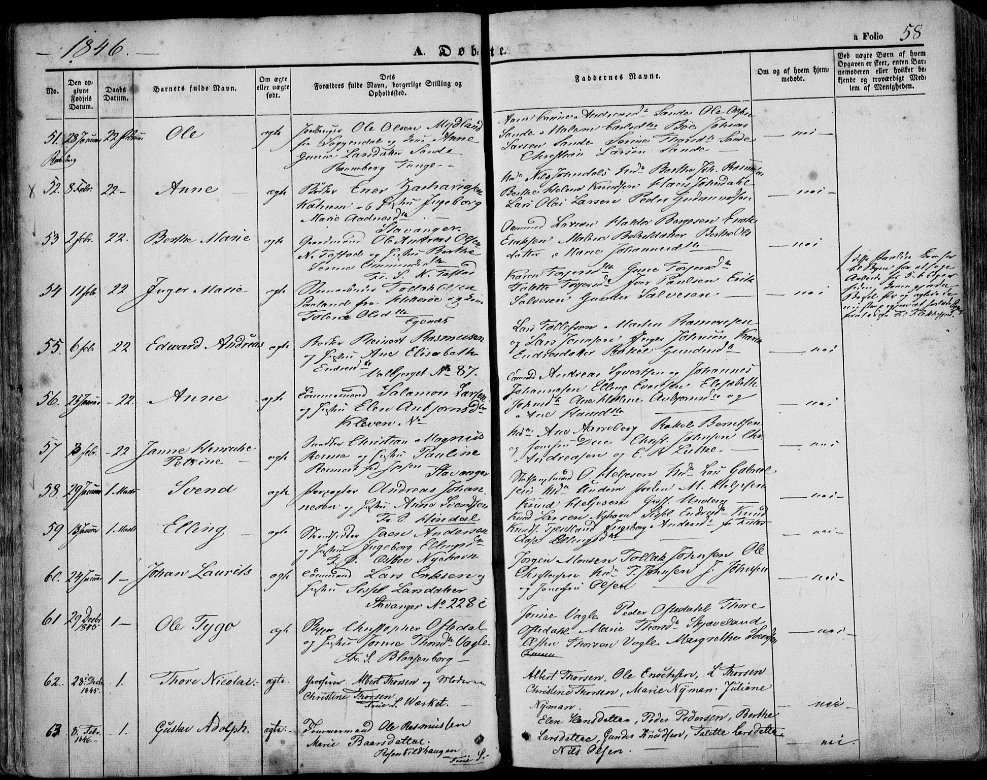 Domkirken sokneprestkontor, AV/SAST-A-101812/001/30/30BA/L0016: Parish register (official) no. A 15, 1844-1854, p. 58