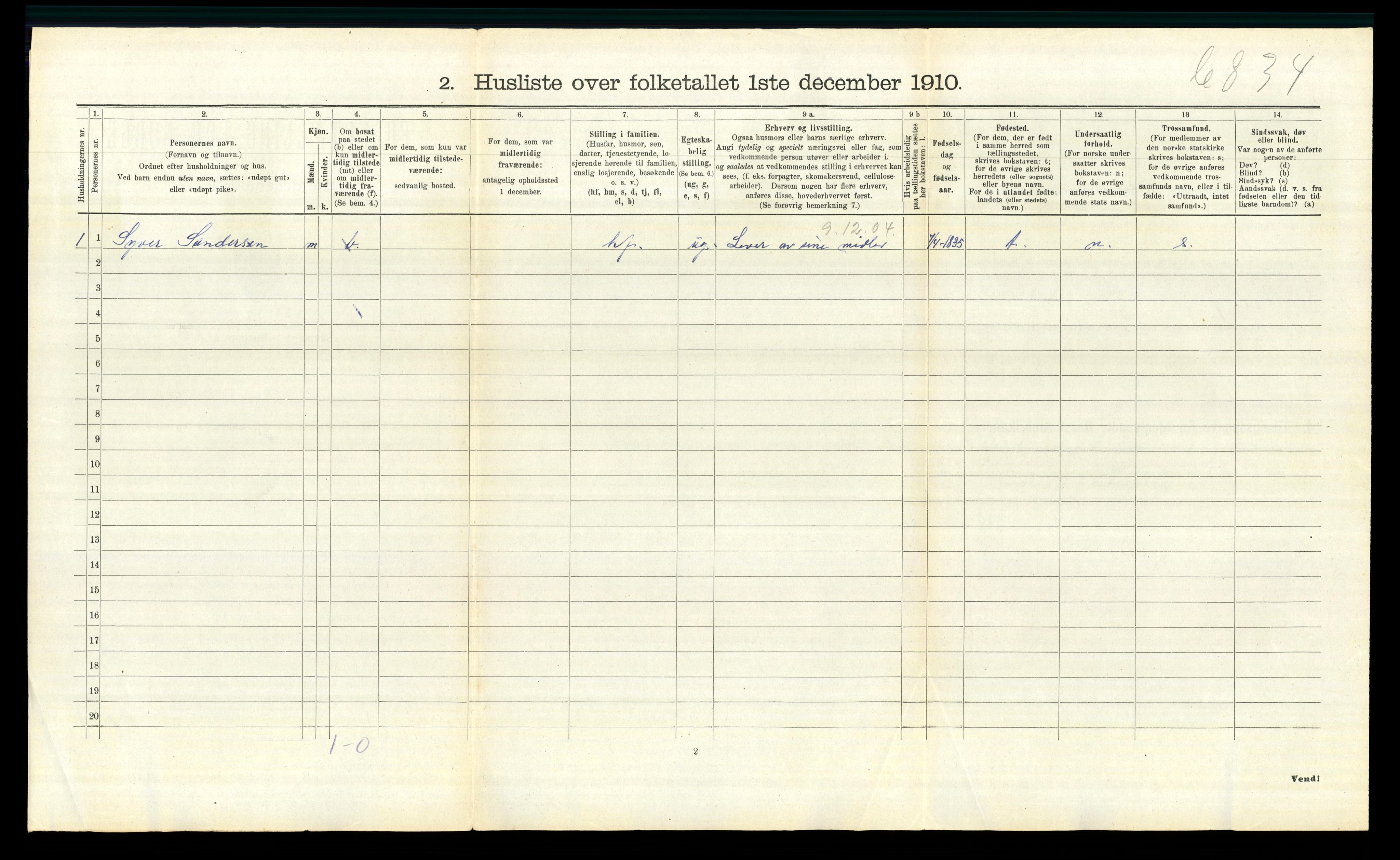 RA, 1910 census for Varteig, 1910, p. 142