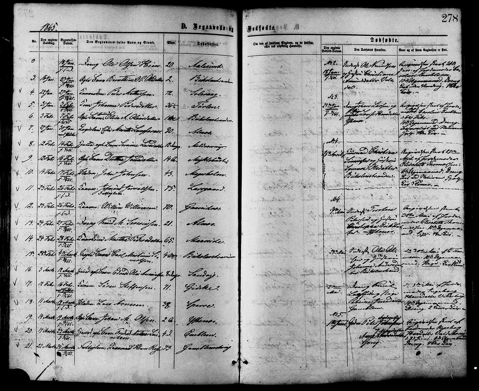 Ministerialprotokoller, klokkerbøker og fødselsregistre - Møre og Romsdal, AV/SAT-A-1454/528/L0399: Parish register (official) no. 528A10, 1864-1879, p. 278