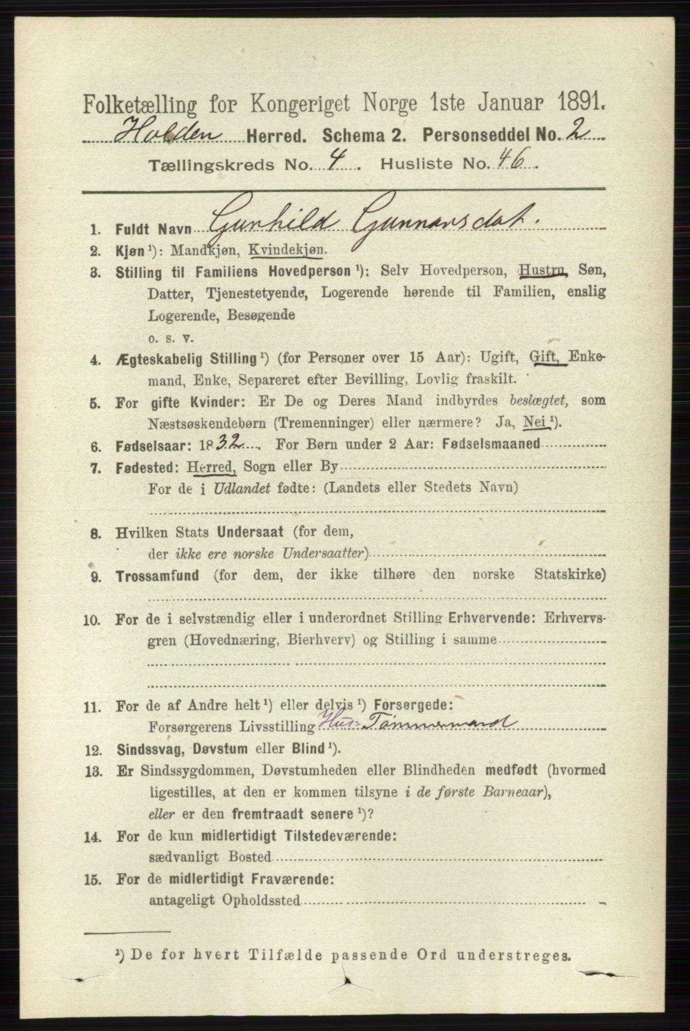 RA, 1891 census for 0819 Holla, 1891, p. 2532