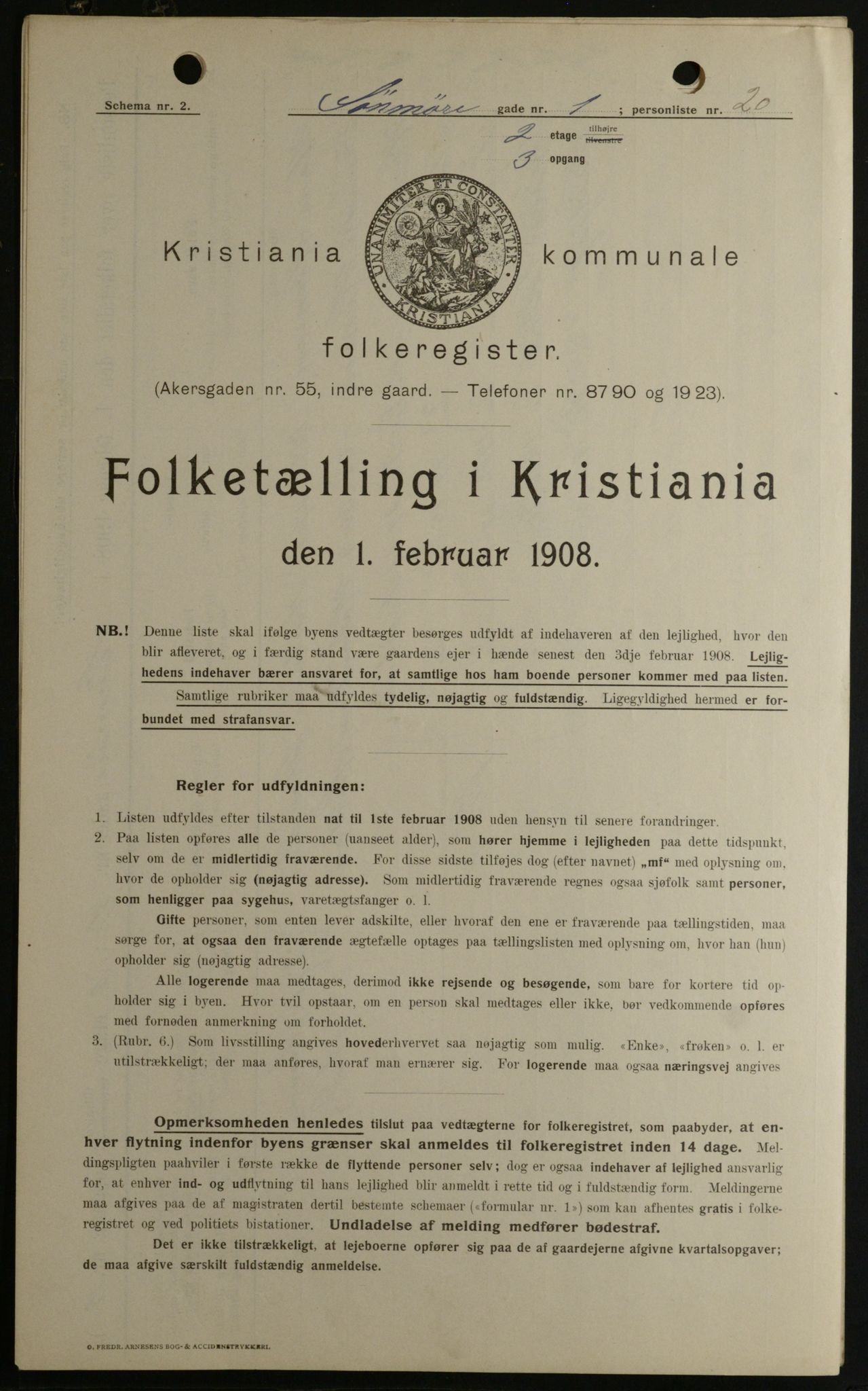 OBA, Municipal Census 1908 for Kristiania, 1908, p. 94156