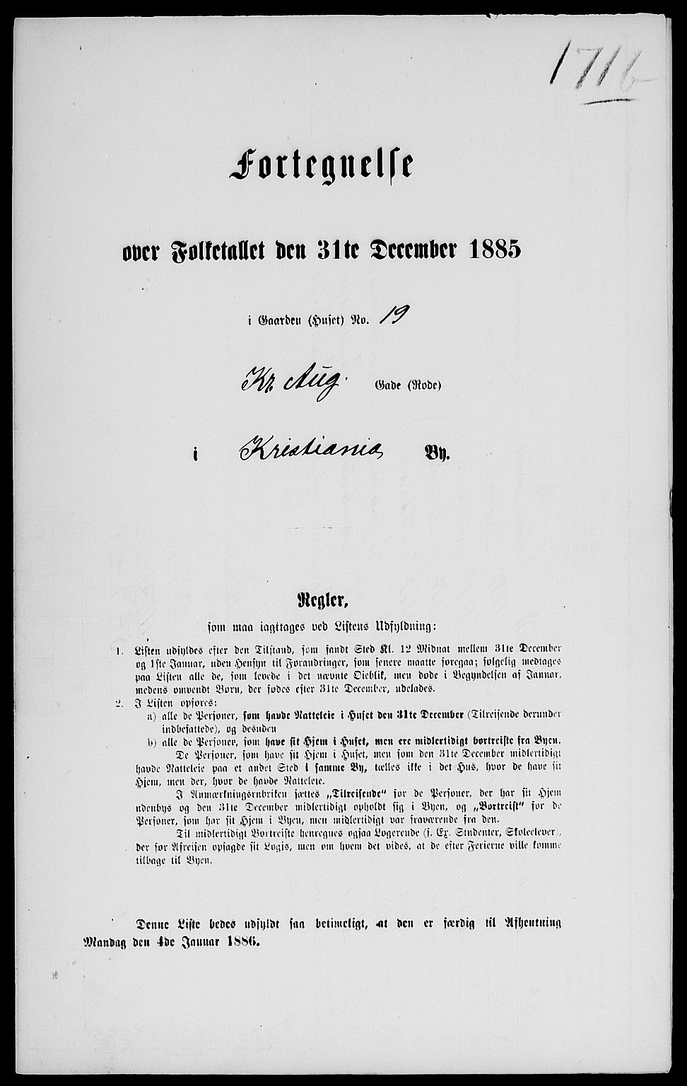 RA, 1885 census for 0301 Kristiania, 1885, p. 1997