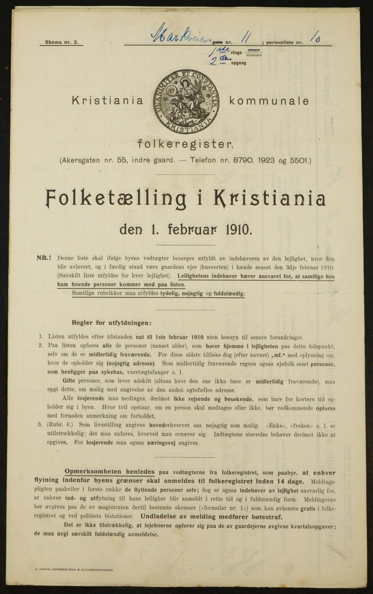 OBA, Municipal Census 1910 for Kristiania, 1910, p. 61163