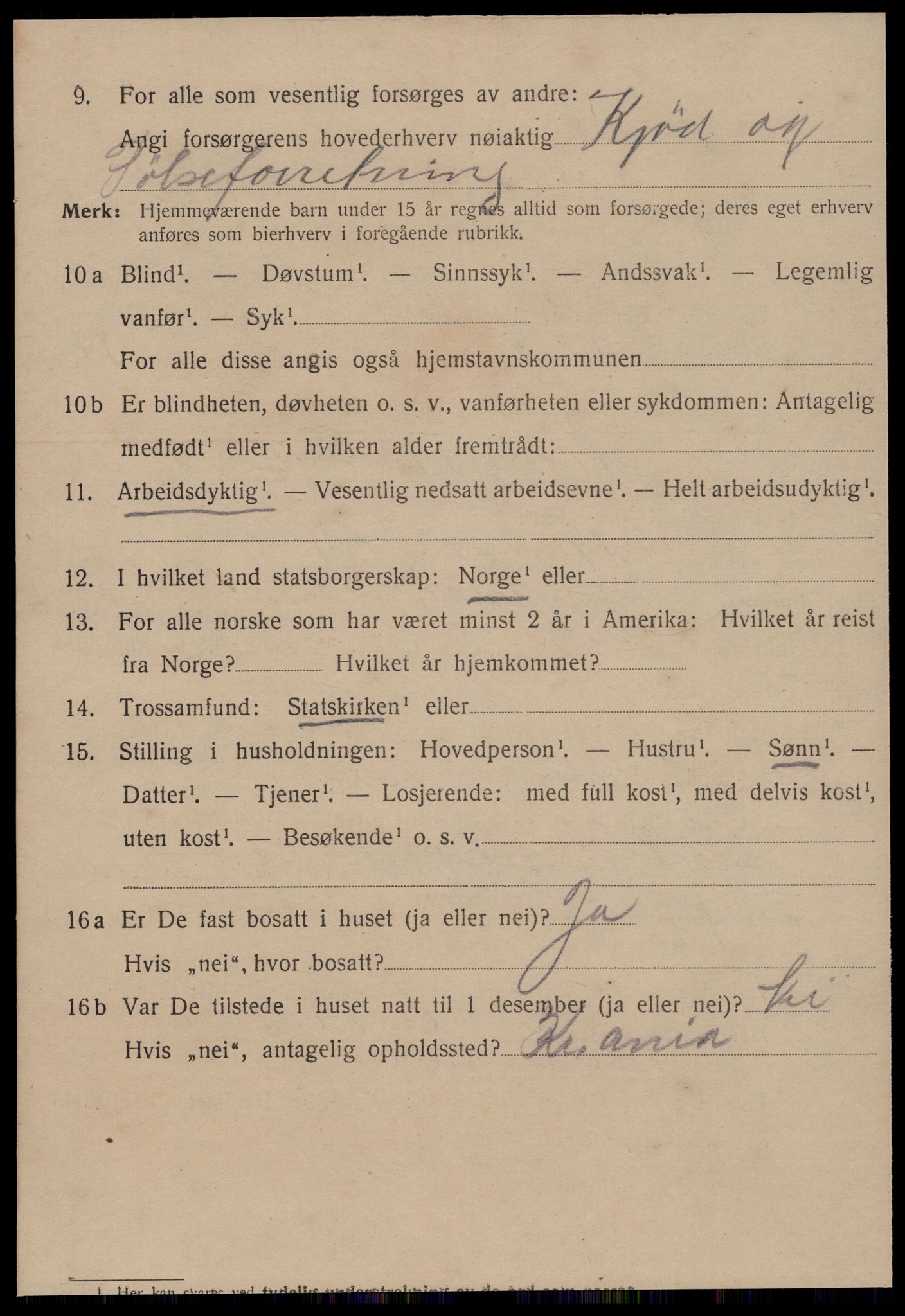 SAT, 1920 census for Kristiansund, 1920, p. 30892