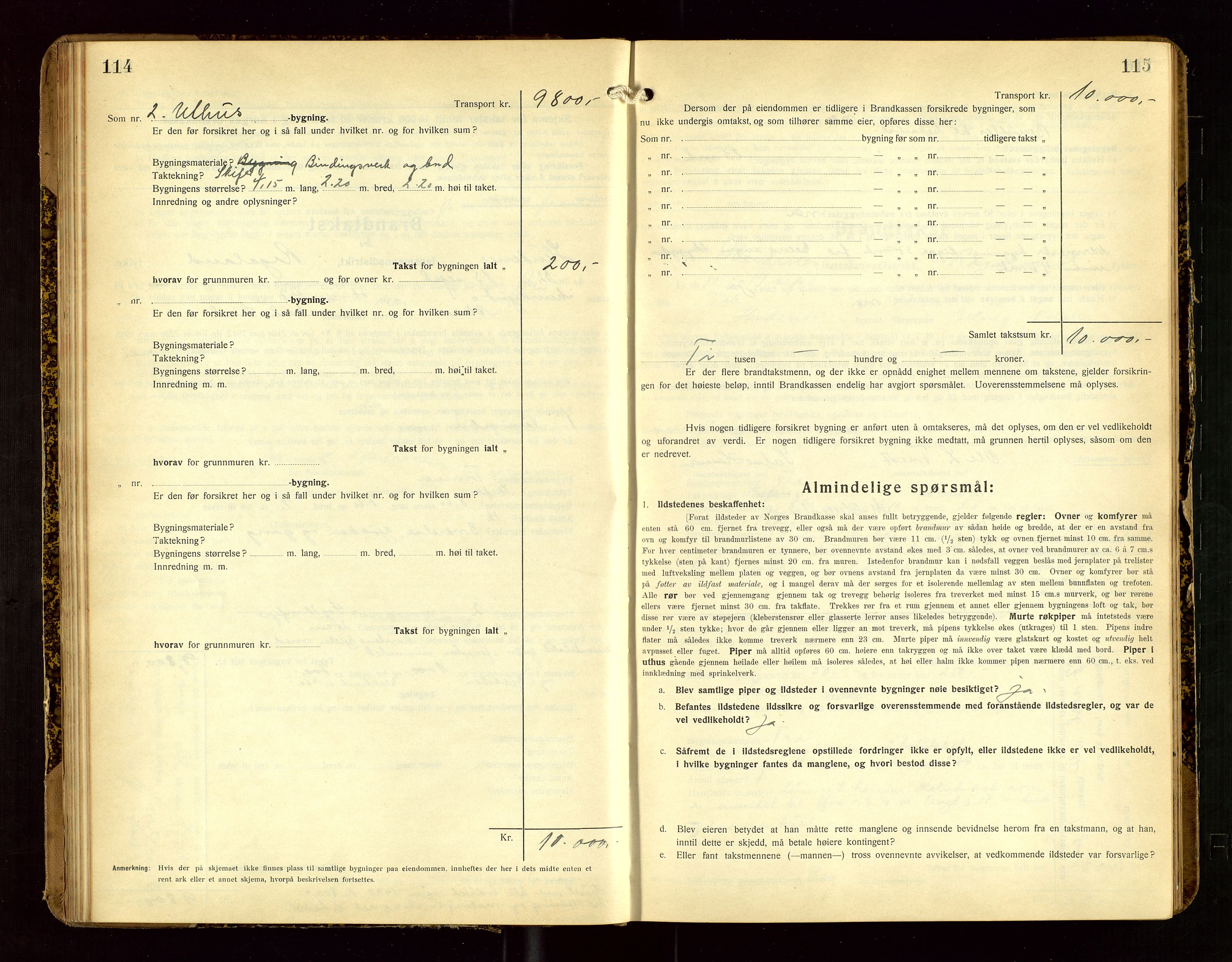 Skudenes lensmannskontor, SAST/A-100444/Gob/L0002: "Brandtakstprotokoll", 1925-1952, p. 114-115