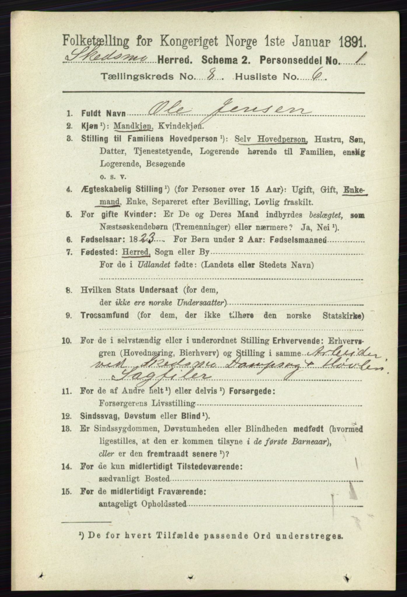 RA, 1891 census for 0231 Skedsmo, 1891, p. 4064