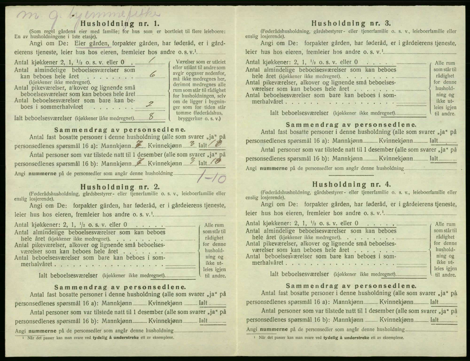 SAB, 1920 census for Fjell, 1920, p. 1322