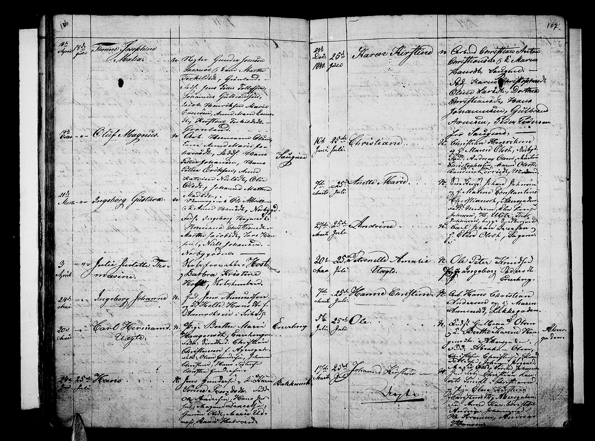 Aker prestekontor kirkebøker, AV/SAO-A-10861/G/L0007: Parish register (copy) no. 7, 1838-1846, p. 106-107