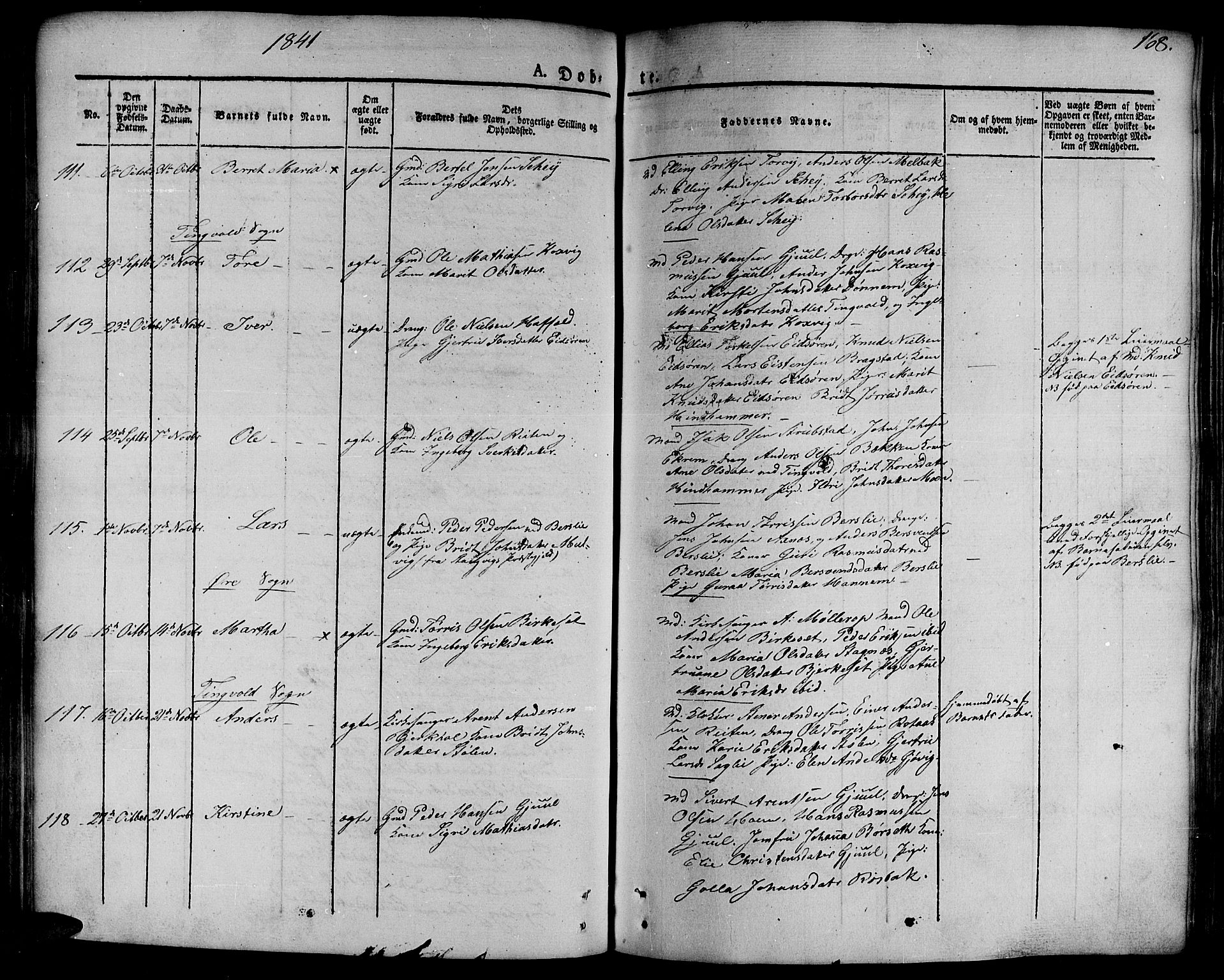 Ministerialprotokoller, klokkerbøker og fødselsregistre - Møre og Romsdal, AV/SAT-A-1454/586/L0983: Parish register (official) no. 586A09, 1829-1843, p. 168