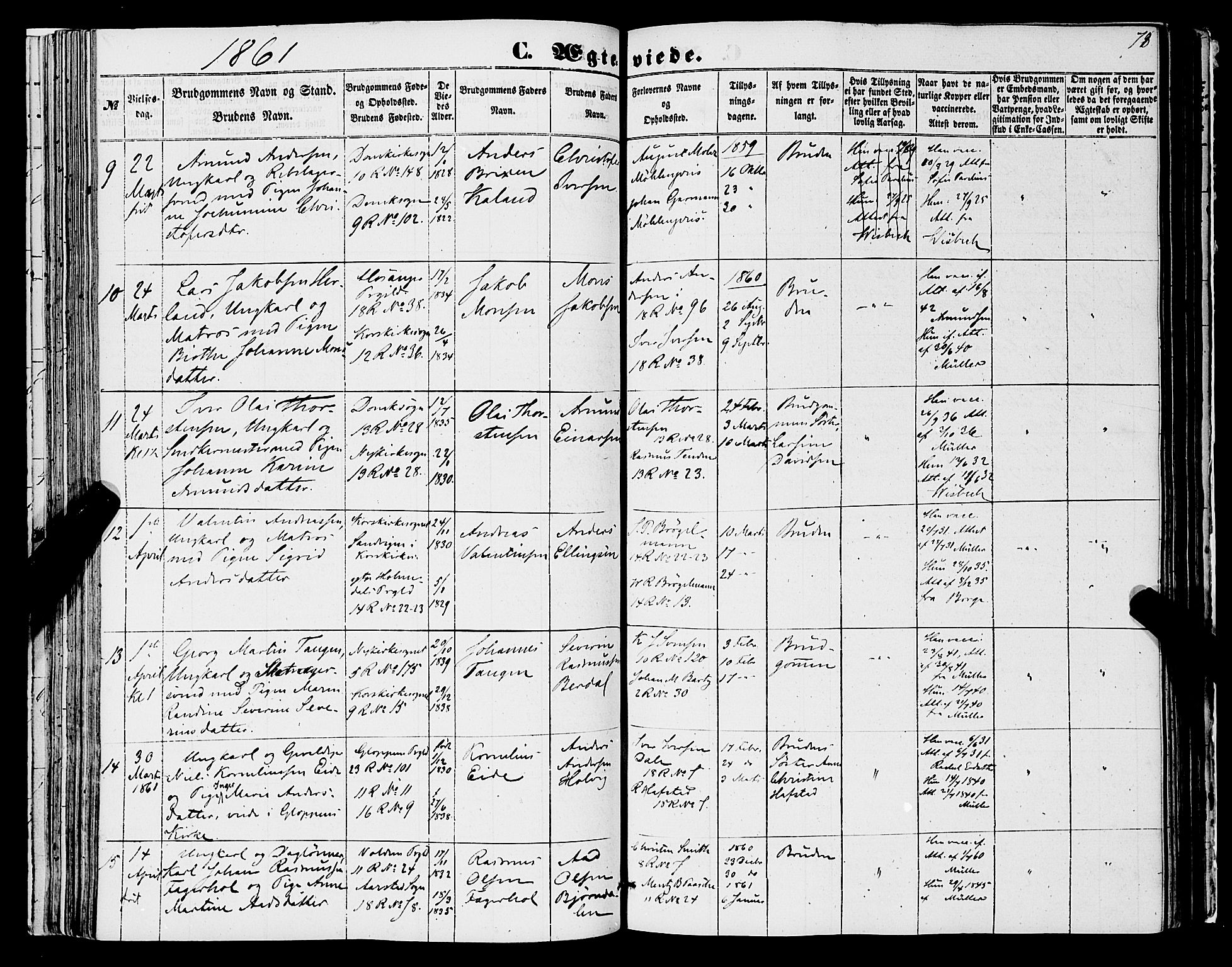 Domkirken sokneprestembete, AV/SAB-A-74801/H/Haa/L0034: Parish register (official) no. D 2, 1853-1874, p. 78