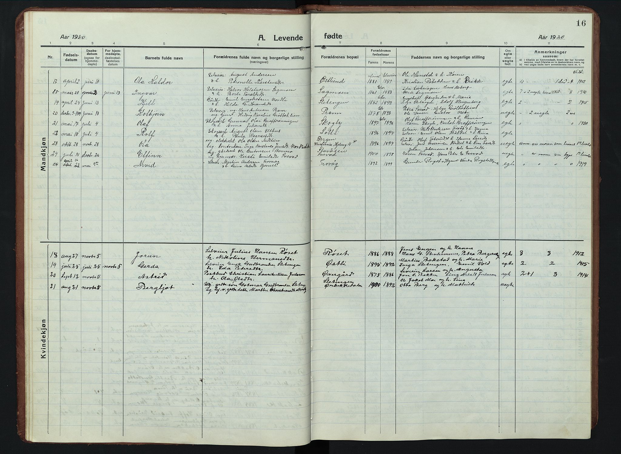 Elverum prestekontor, AV/SAH-PREST-044/H/Ha/Hab/L0011: Parish register (copy) no. 11, 1915-1947, p. 16