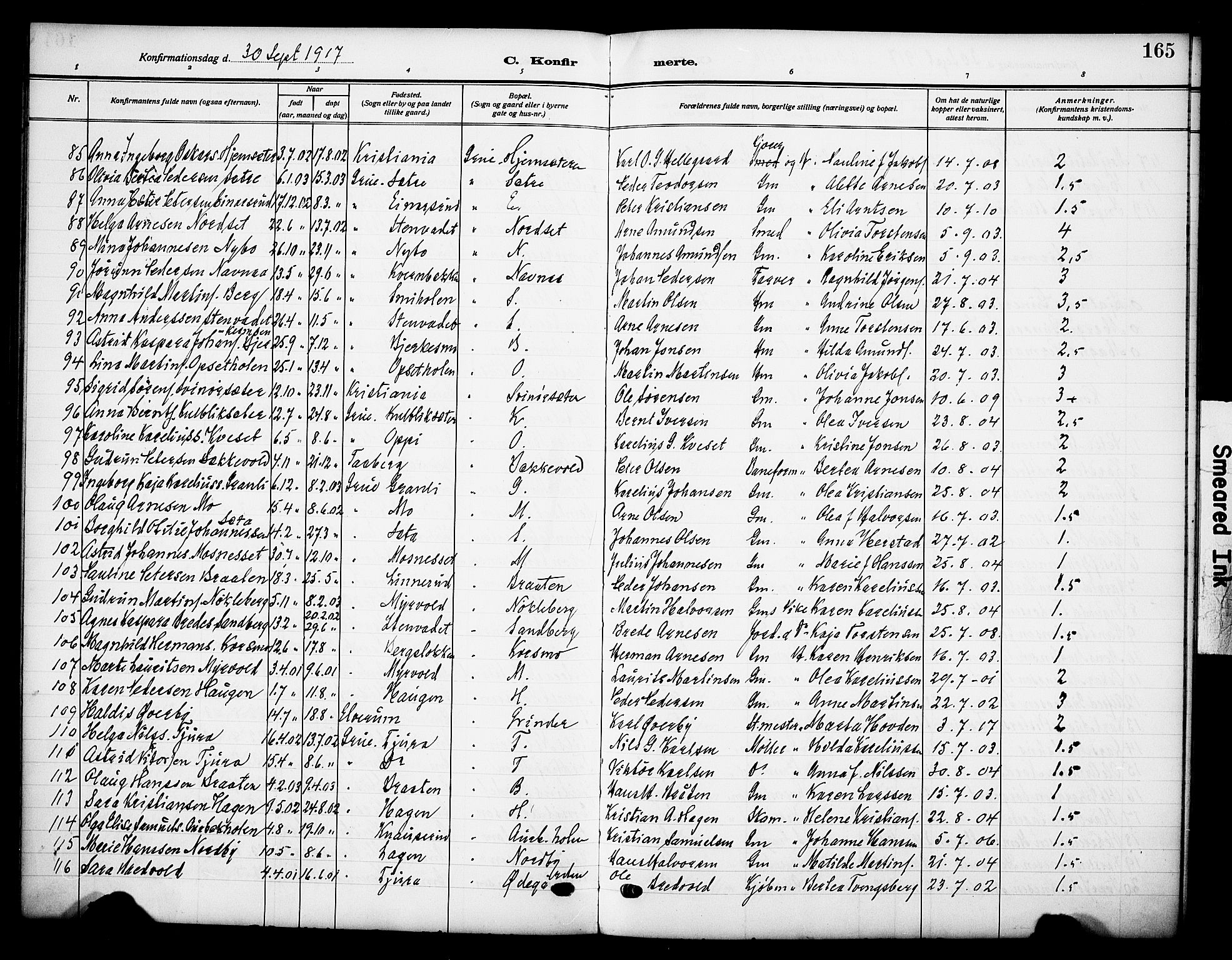 Grue prestekontor, SAH/PREST-036/H/Ha/Haa/L0015: Parish register (official) no. 15, 1911-1922, p. 165