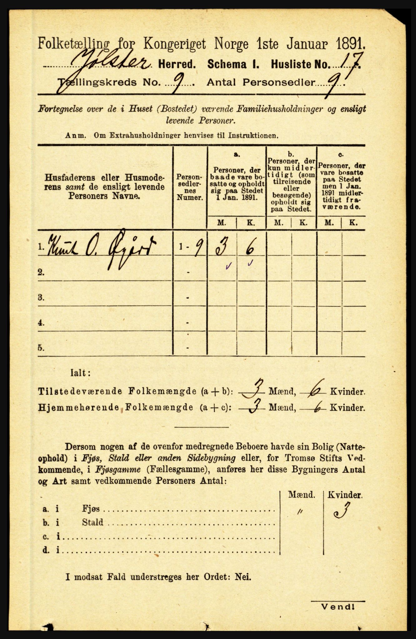 RA, 1891 census for 1431 Jølster, 1891, p. 3109