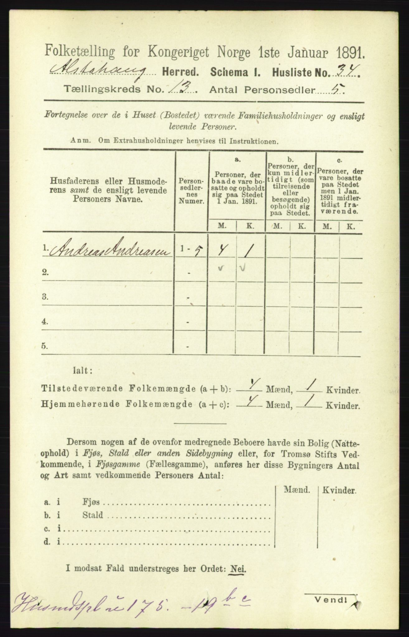 RA, 1891 census for 1820 Alstahaug, 1891, p. 4651