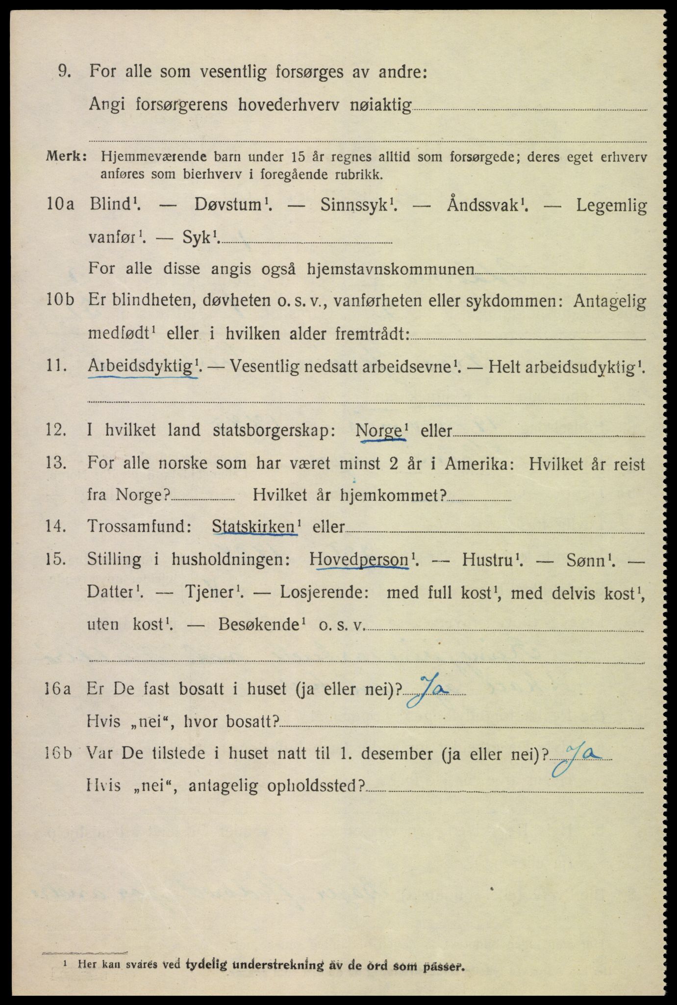 SAK, 1920 census for Oddernes, 1920, p. 3384