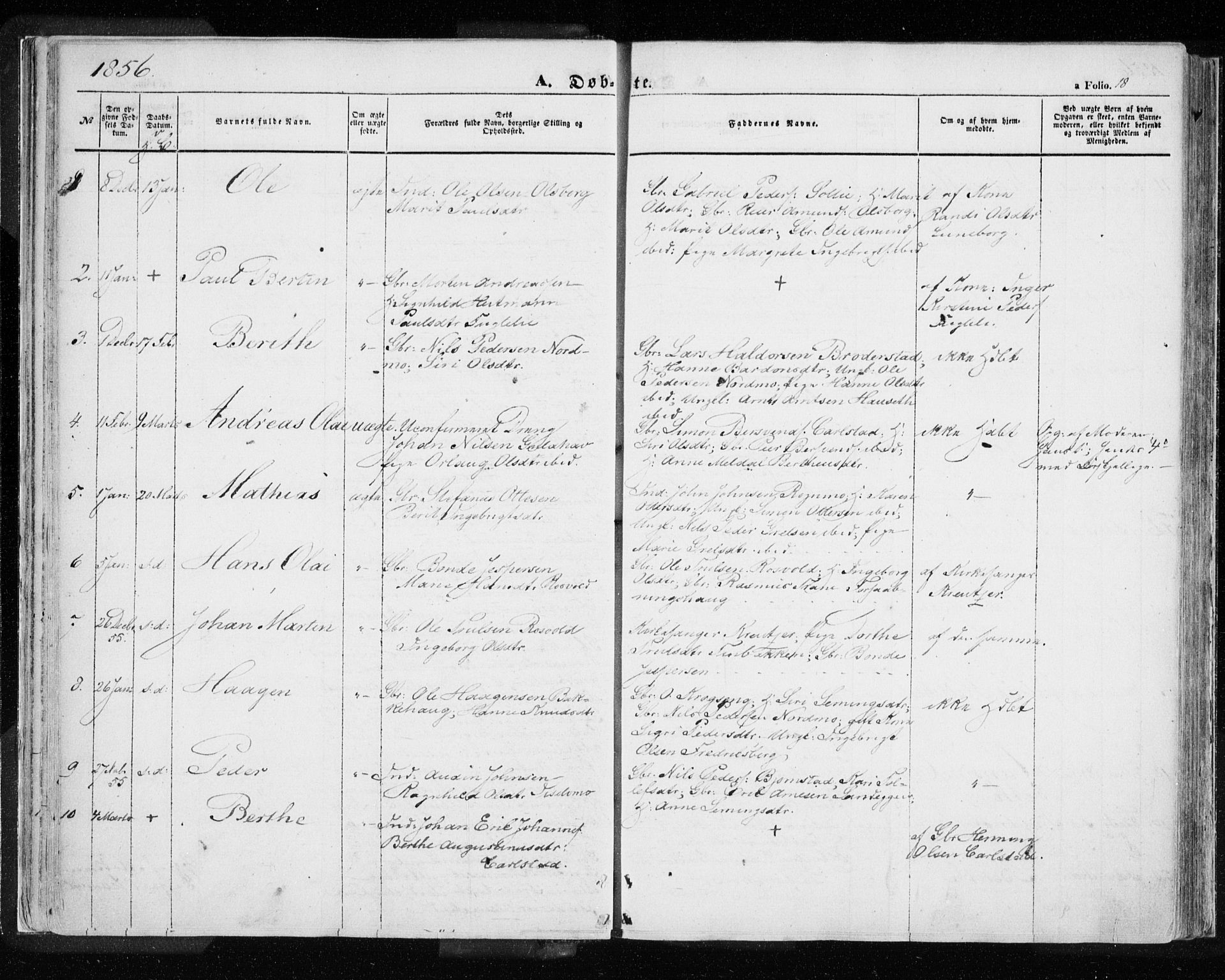 Målselv sokneprestembete, SATØ/S-1311/G/Ga/Gaa/L0003kirke: Parish register (official) no. 3, 1853-1863, p. 18