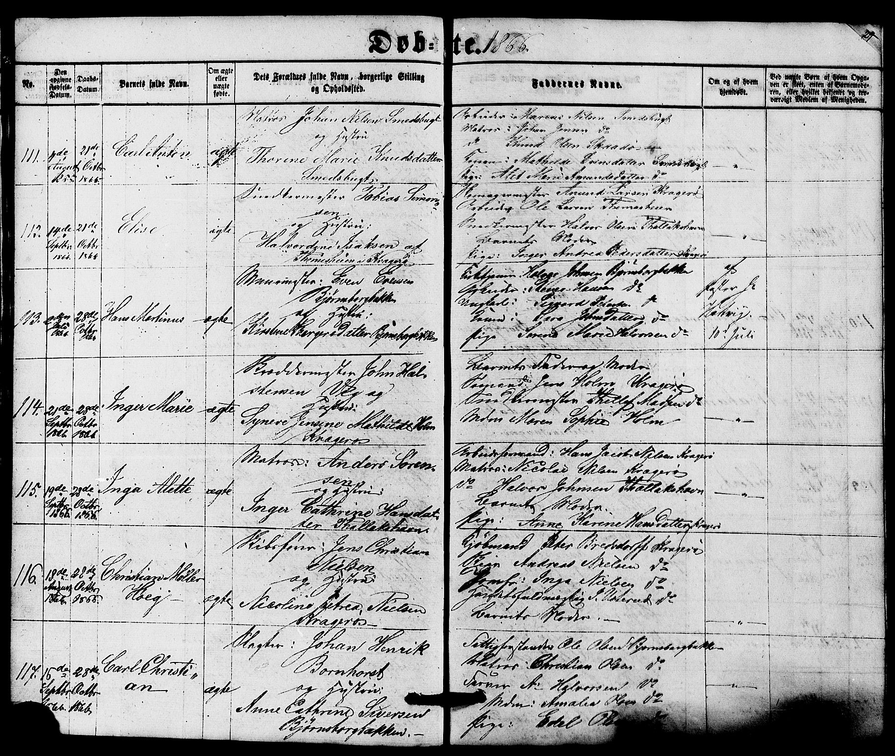 Kragerø kirkebøker, AV/SAKO-A-278/G/Ga/L0005: Parish register (copy) no. 5, 1865-1881, p. 28