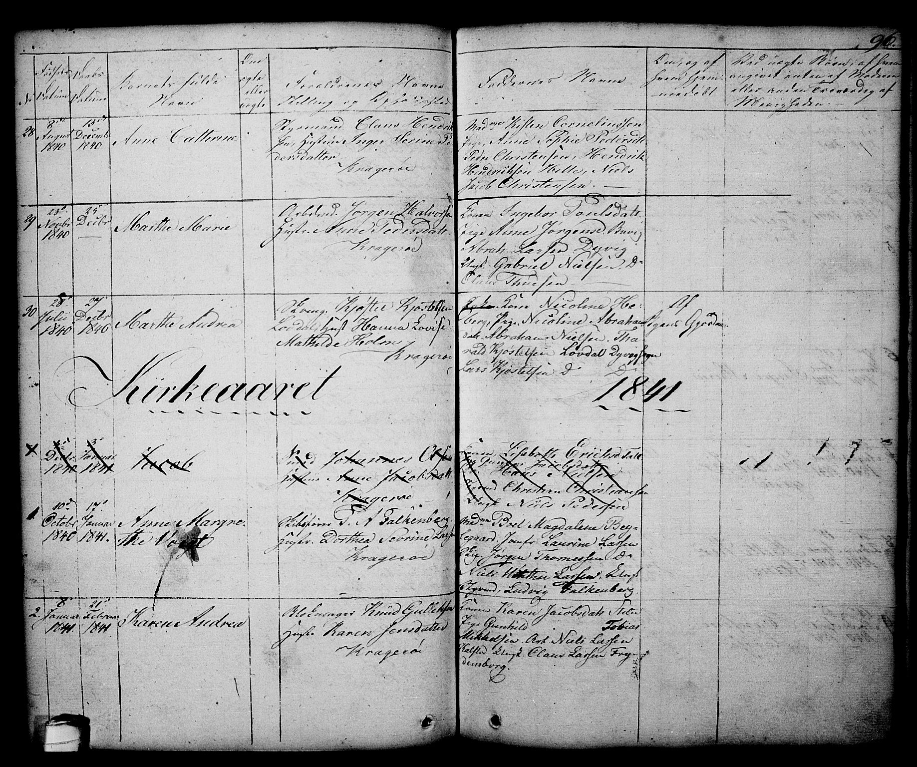 Kragerø kirkebøker, AV/SAKO-A-278/G/Ga/L0003: Parish register (copy) no. 3, 1832-1852, p. 96