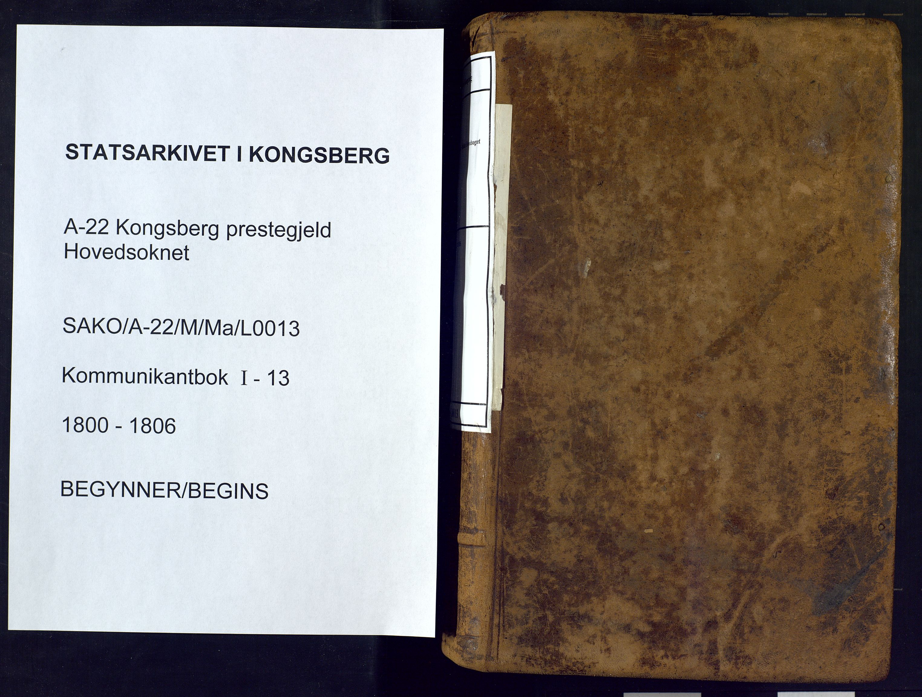 Kongsberg kirkebøker, SAKO/A-22/M/Ma/L0013: Communicants register no. 13, 1800-1806